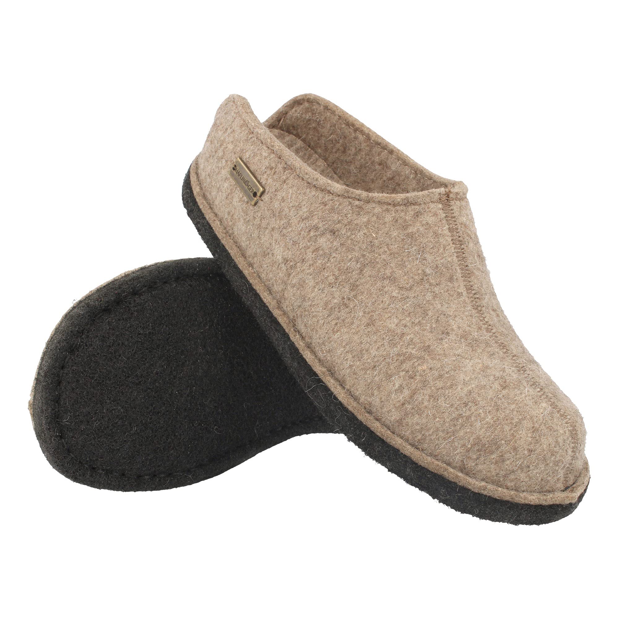 HAFLINGER Men's Wool Felt Low-Top Slippers Torf 550 - Comfortable House Shoes for Indoor & Outdoor Use - Size US 8.5 - Perfect for Relaxing at Home, Gardening & Quick Errands