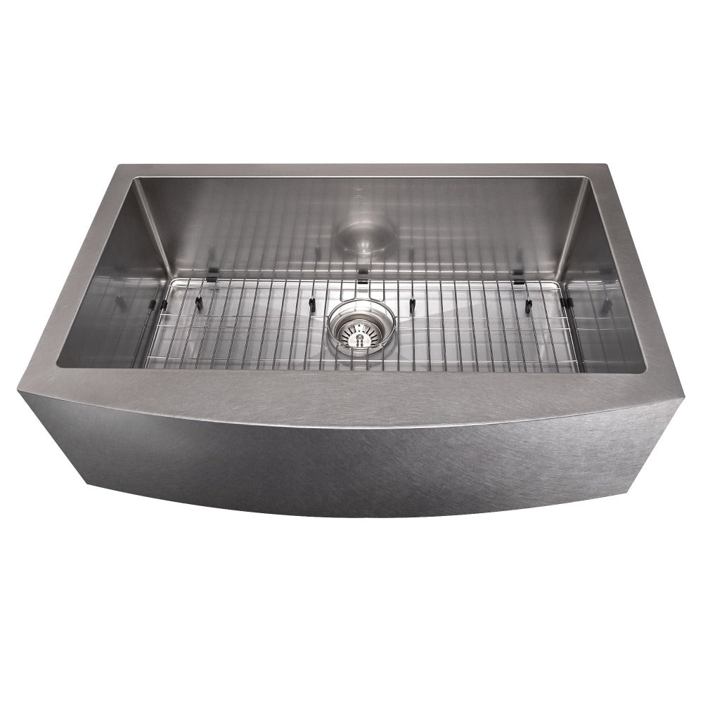 ZLINE Vail 33-Inch Farmhouse Apron Front Stainless Steel Single Bowl Kitchen Sink with Bottom Grid (SAS 33) - Perfect for Rustic & Modern Farmhouse Kitchens, DIY Installations, and Heavy-Duty Cooking