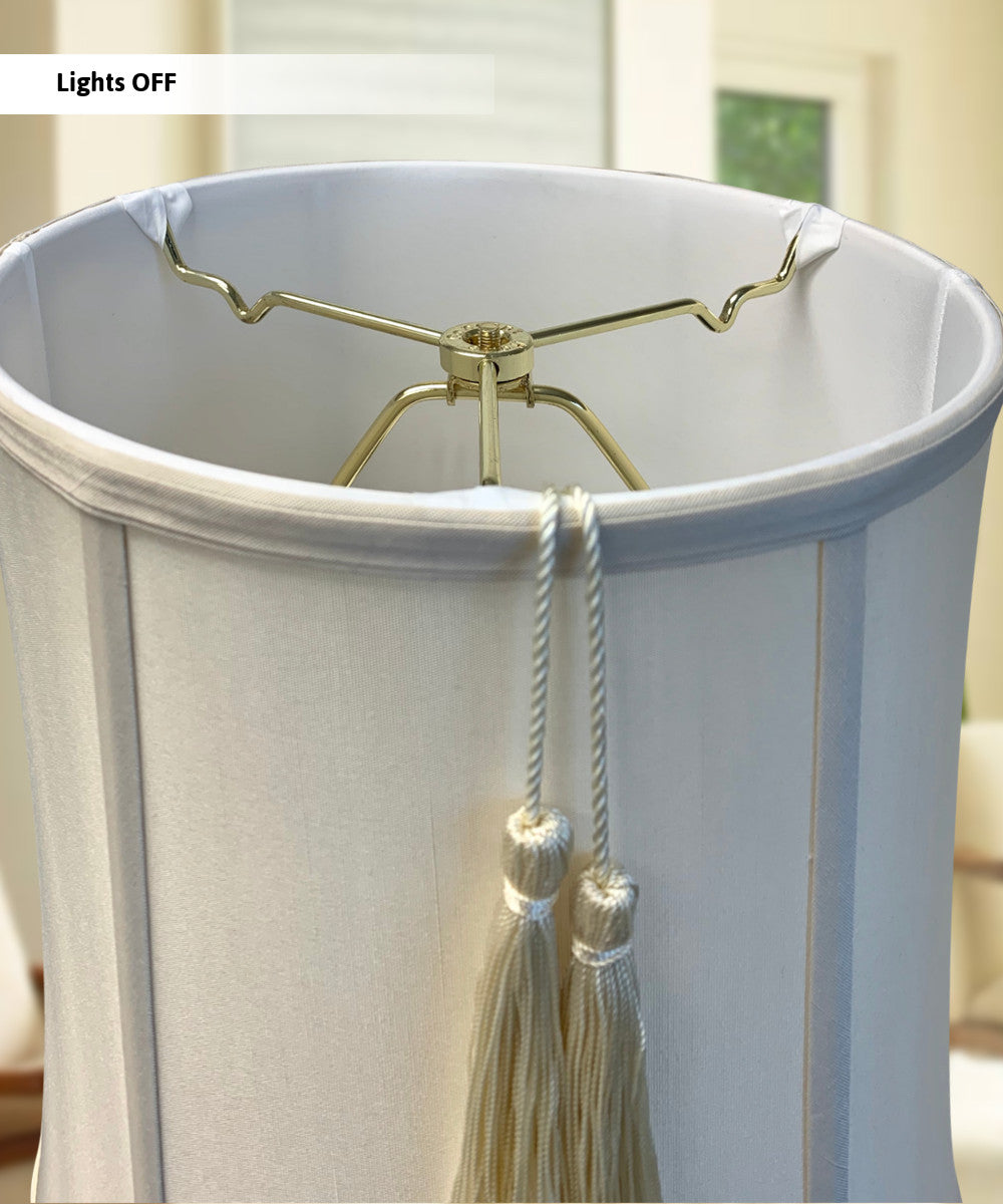 12W x 12H Drum Shantung Lamp Shade with Tassel in Eggshell - Perfect for Bedroom, Living Room, and Dining Room Lighting Decor
