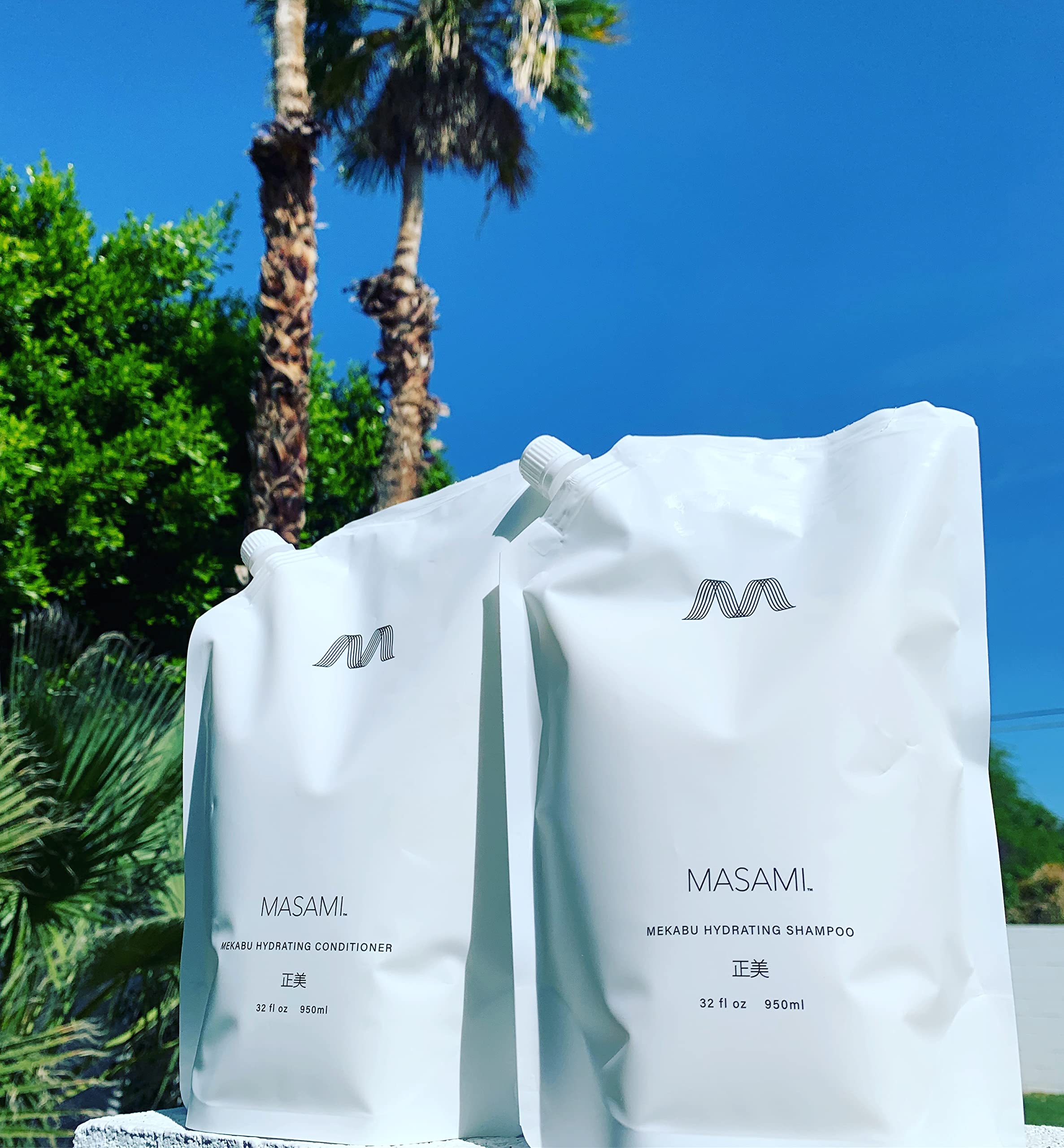 MASAMI Mekabu Hydrating Conditioner 32oz Refill Pouch - Sulfate Free, Paraben Free, Phthalate Free | Salon Quality Color Safe Hair Treatment with Japanese Seaweed Extract | Sustainable & Recyclable Packaging | Perfect for Dry, Damaged Hair at Home or Salon Use