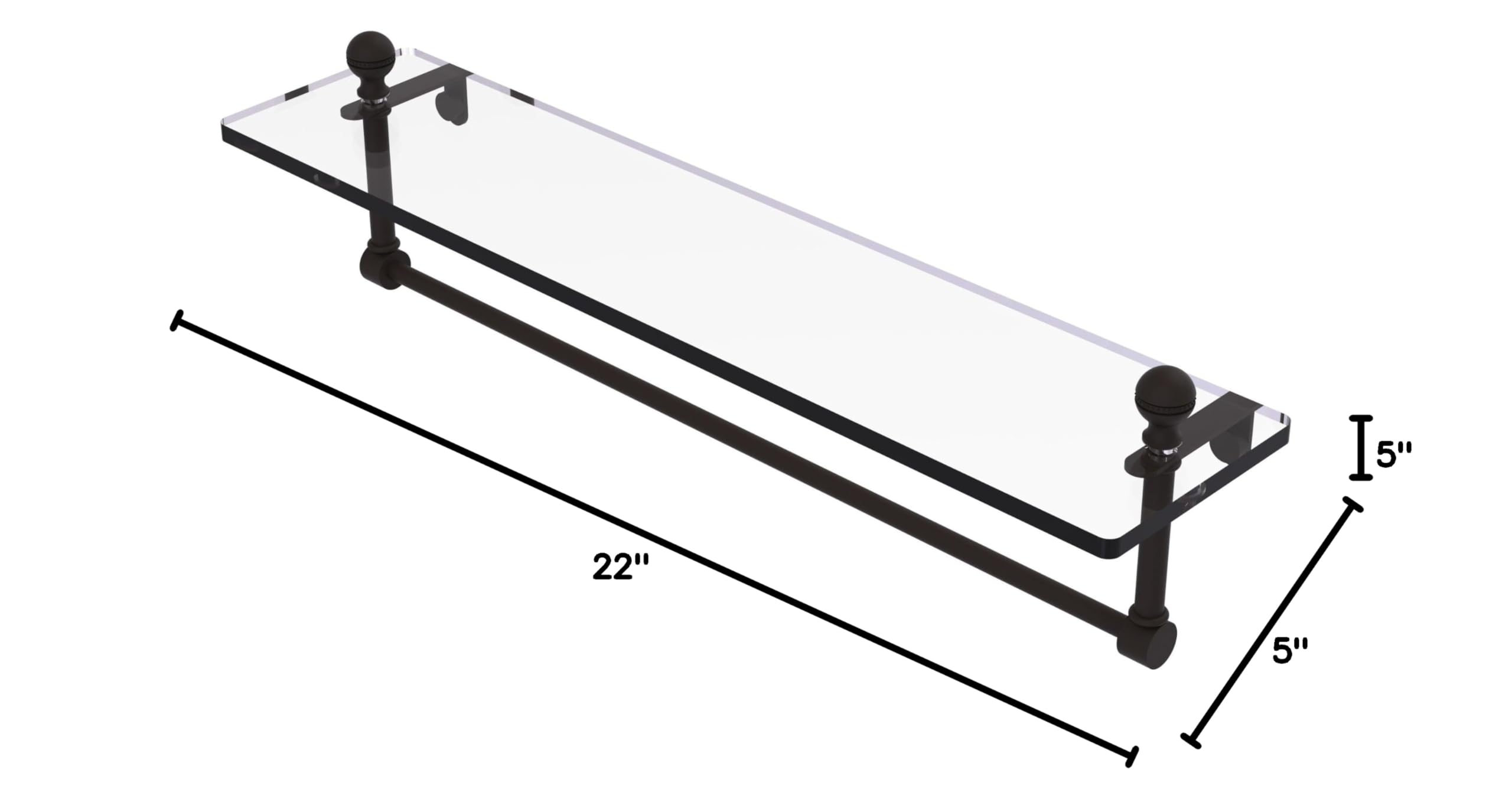 Allied Brass MA-1/22TB-ORB Mambo 22 Inch Bathroom Vanity Set with Integrated Towel Bar & Glass Shelf in Oil Rubbed Bronze - Perfect for Modern Bathroom Storage & Organization