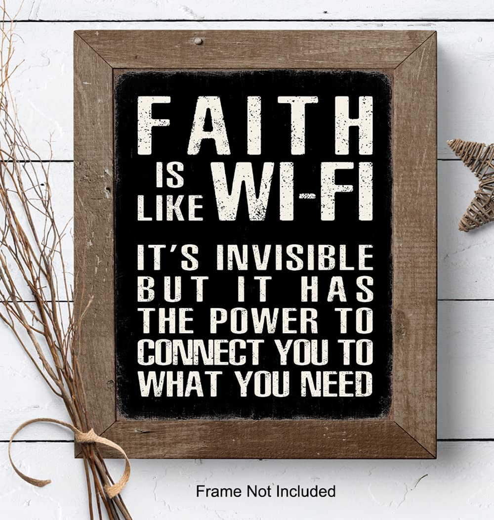 Inspirational Christian Wall Art - Religious Home Decor for Men, Catholic Gifts & Faith-Based Motivational Posters - Positive Quote Prints for Man Cave, Office & Prayer Room Decorations