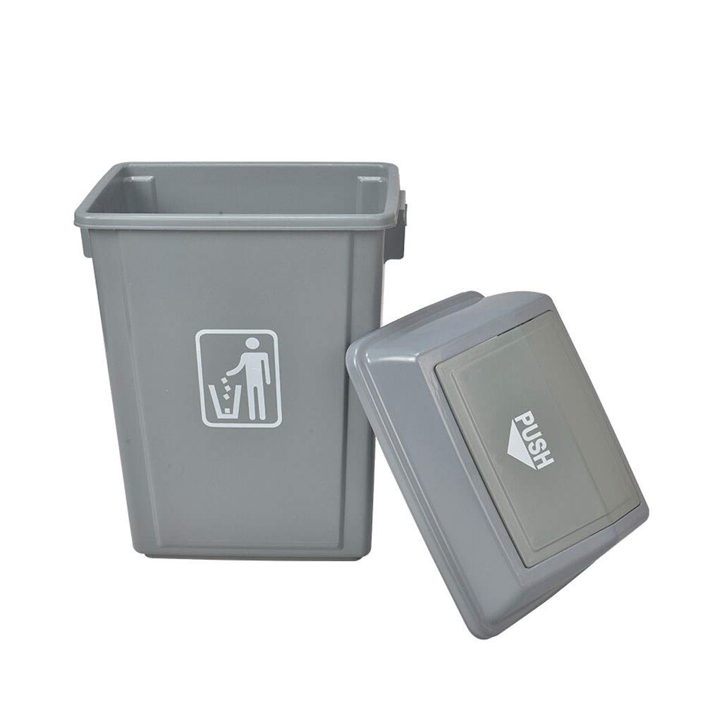 23L Gray Plastic Trash Can with Lid - Indoor/Outdoor Garbage Bin for Home, Office, Hotel, Mall & Community - Waste Segregation & Recycling Solution