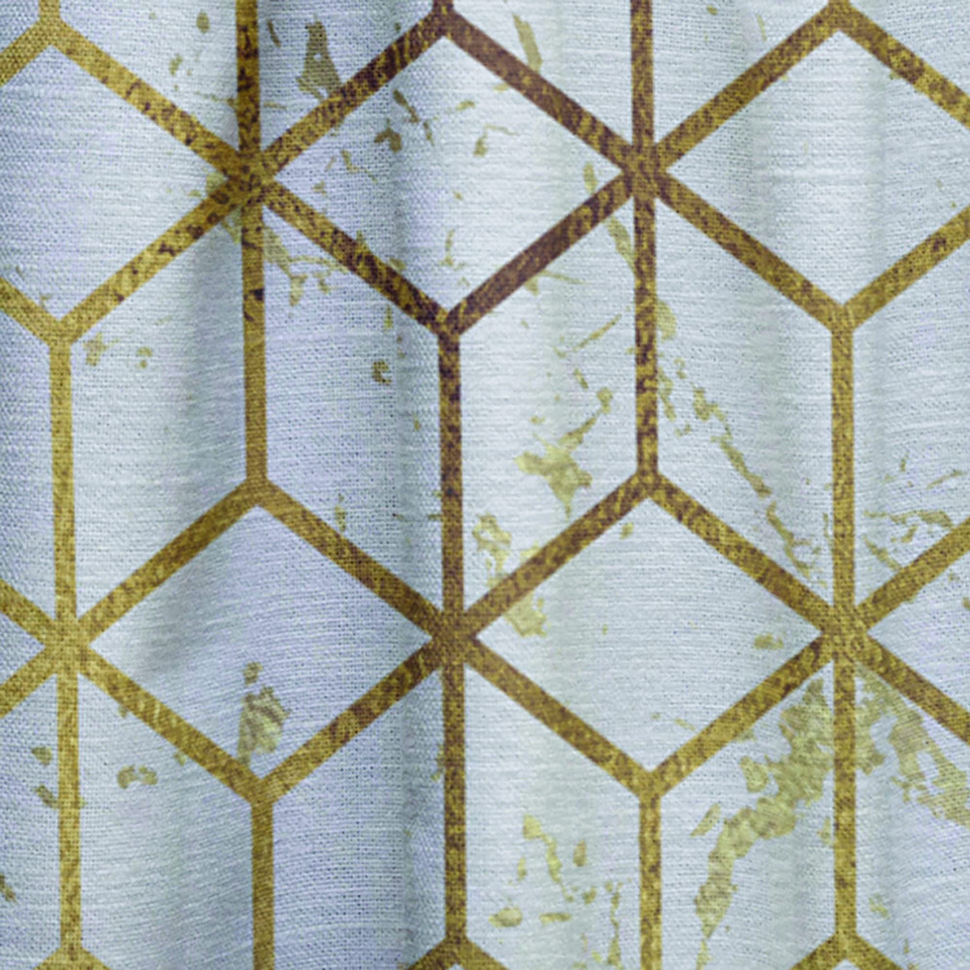 DesignQ Yellow & Gold Geometric Cube Blackout Curtains - Thermal Insulated Single Panel 52x90 Inches for Bedroom & Living Room - Perfect for Home Decor, Light Blocking & Energy Saving