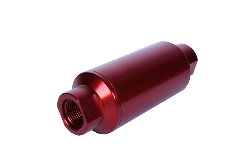 Aeromotive AN-10 Inline Fuel Filter with 10 Micron Microglass Element - Red Anodized Finish for High-Performance Fuel Systems & Racing Applications