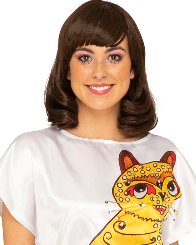 70s The Frida Deluxe Brown Bob Wig - Vintage Style Synthetic Hairpiece for Women, Perfect for Costume Parties, Halloween, Cosplay and Retro Fashion Looks