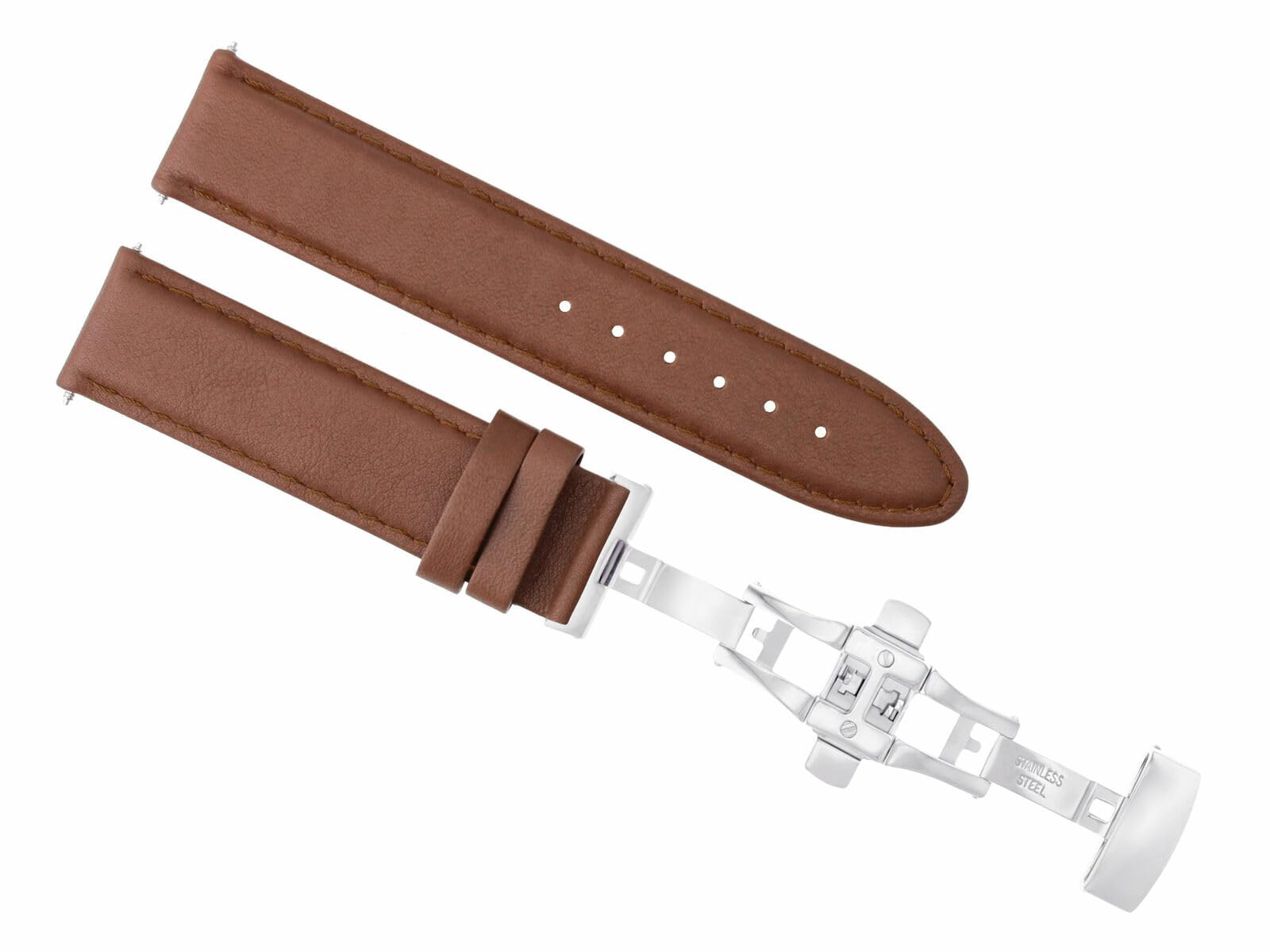 24mm Genuine Leather Watch Band Strap with Buckle Clasp - Compatible with Baume & Mercier Watches, Waterproof Light Brown Replacement Strap for Dress Watches & Formal Occasions