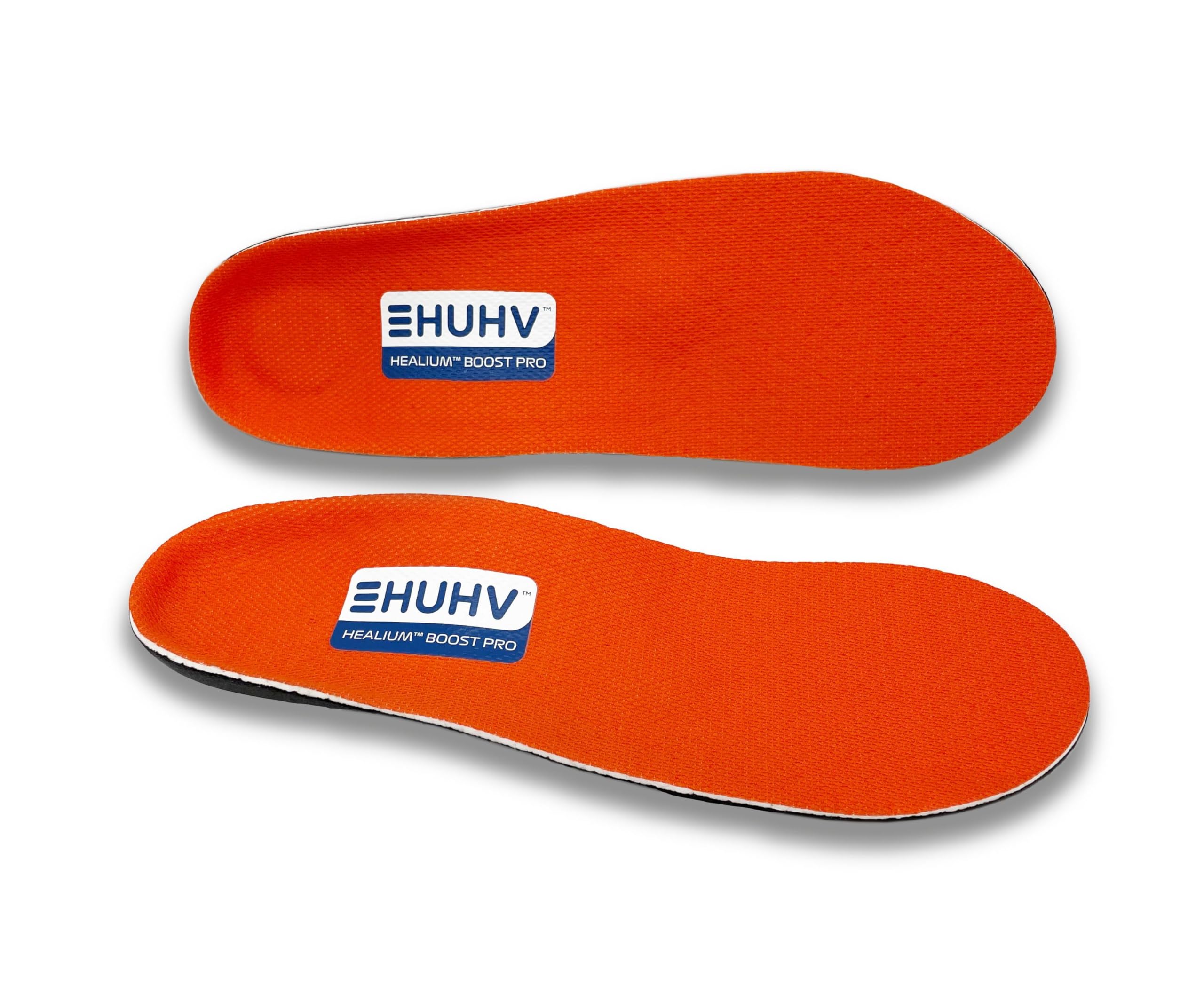 HUHV HEALIUM Boost+ Performance Unisex Insoles - Orange Cushioning for All-Day Comfort (Men's 8 / Women's 10) - Perfect for Running, Walking & Work Shoes