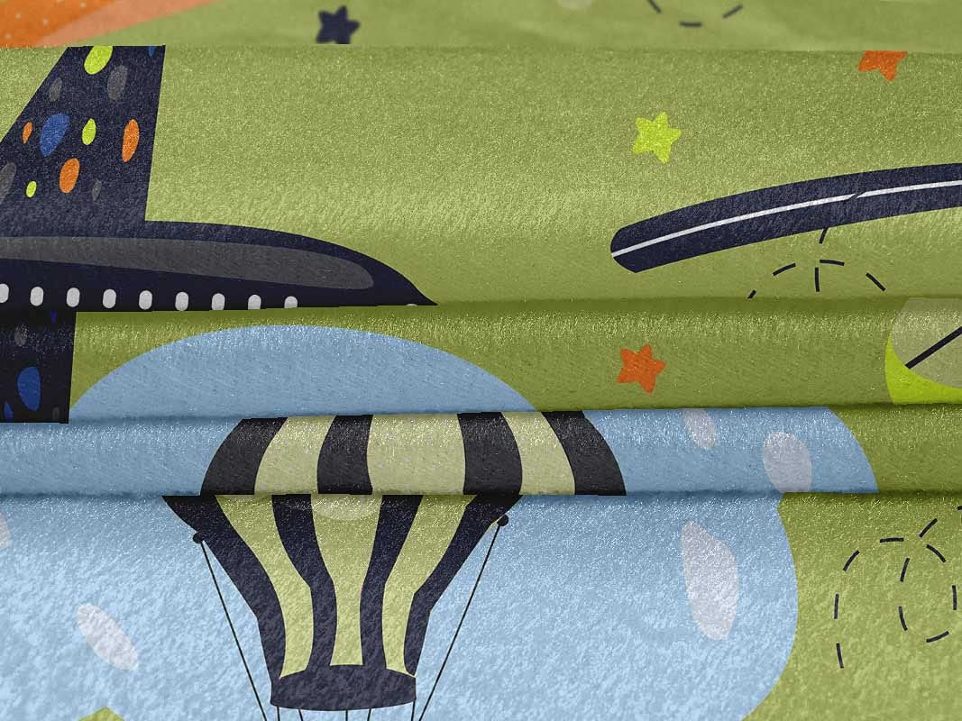 Velvet Olive Green Fabric by the Yard - 58 Inch Wide Soft Airplane Print for Nursery Decor, Kids Craft Projects, DIY Home Sewing & Upholstery | Perfect for Baby Room, Quilting, and Handmade Gifts