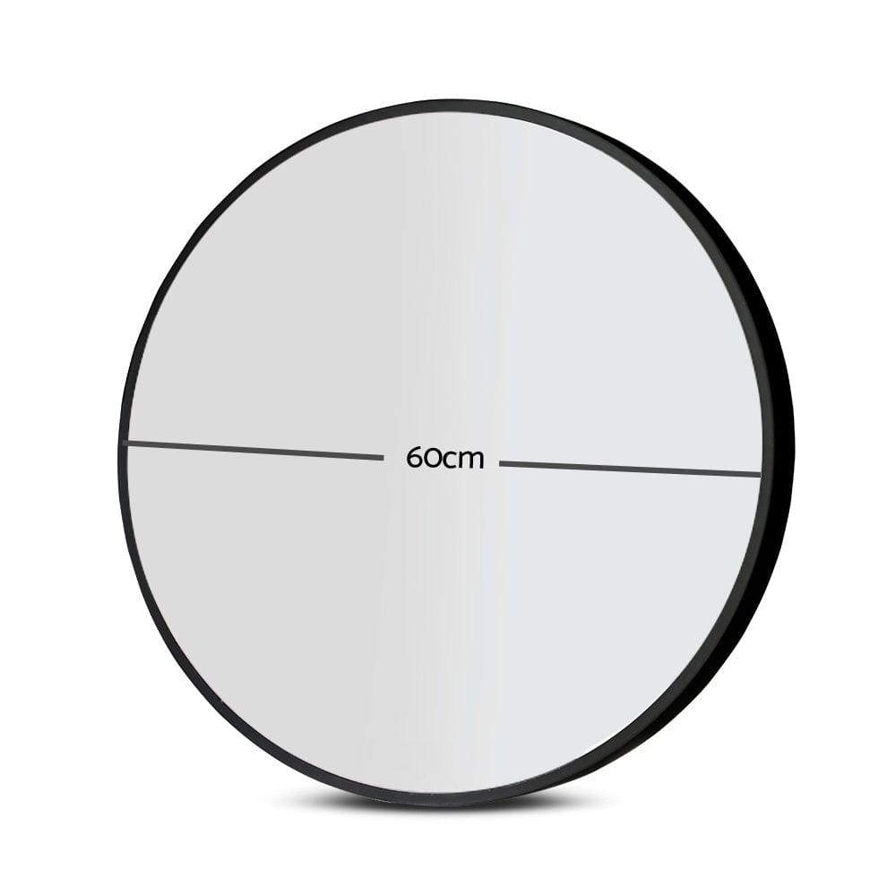 Embellir 24 Inch Round Wall Mirror - Black Framed Bathroom Makeup Mirror for Home Decor | Perfect for Vanity, Bedroom, and Bathroom Use