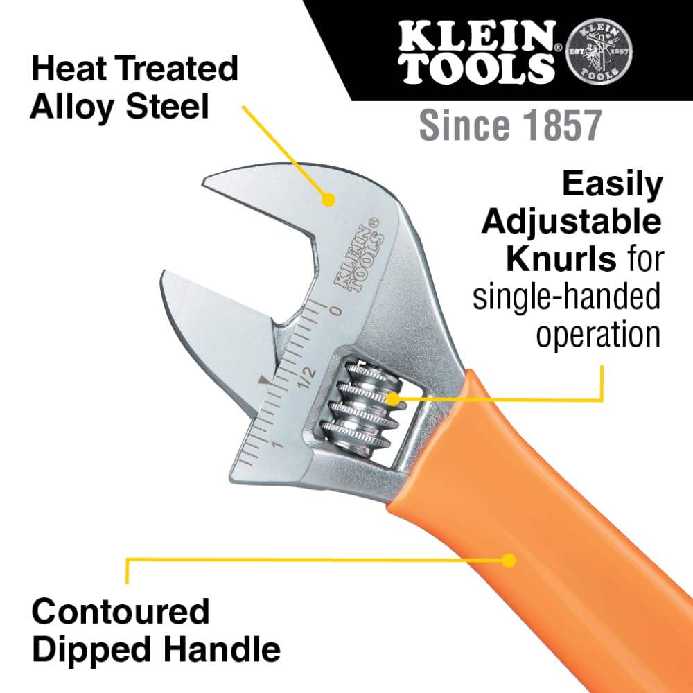 Klein Tools D5072 6-Inch & 10-Inch Adjustable Wrench Set - Forged Steel Construction with SAE/Metric Scales - Ideal for Plumbing, Automotive & DIY Home Repairs