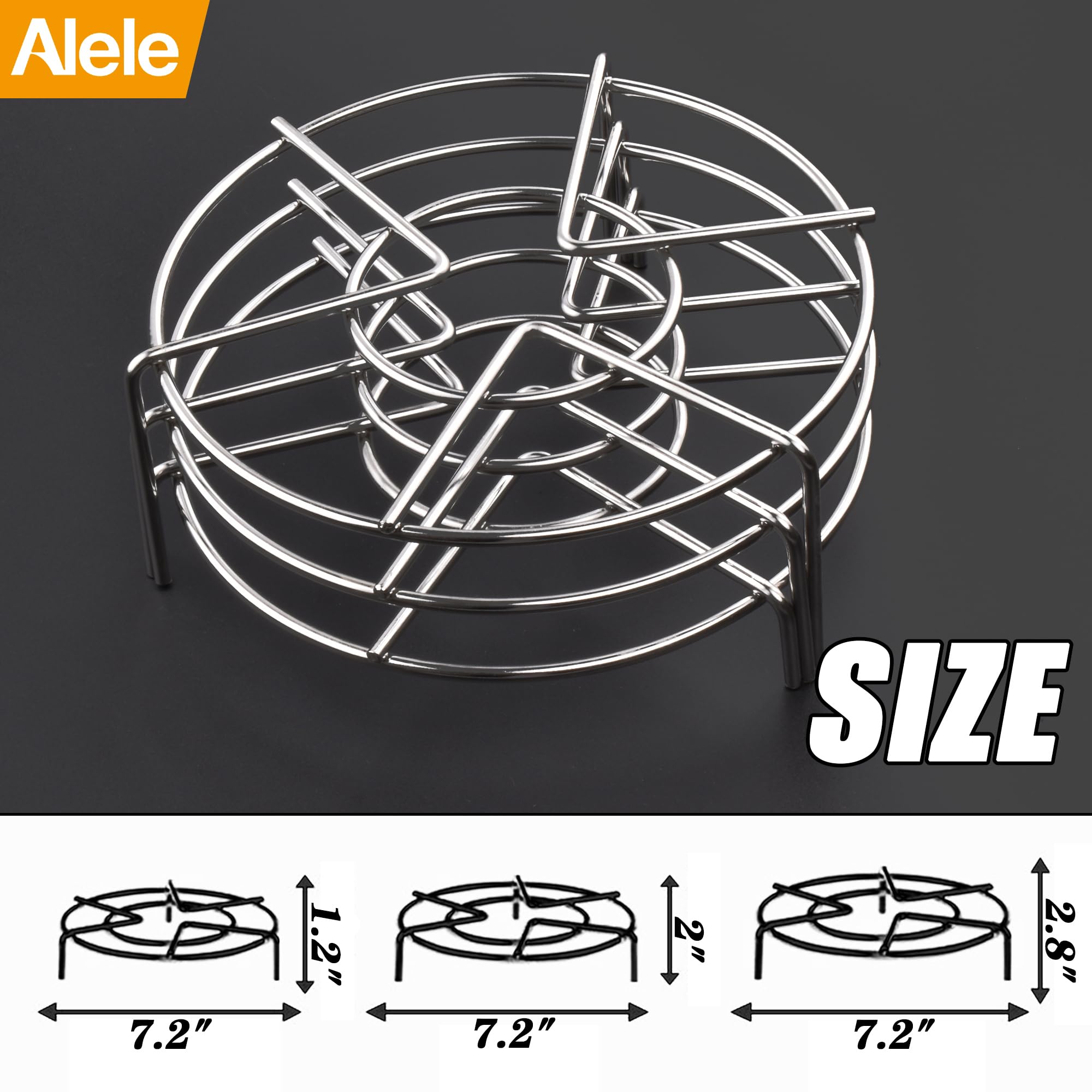 7-Inch Stainless Steel Steaming Rack Trivet for Instant Pot & Electric Pressure Cookers - 3-Pack - Perfect for Steaming Vegetables, Seafood & Reheating Food Safely