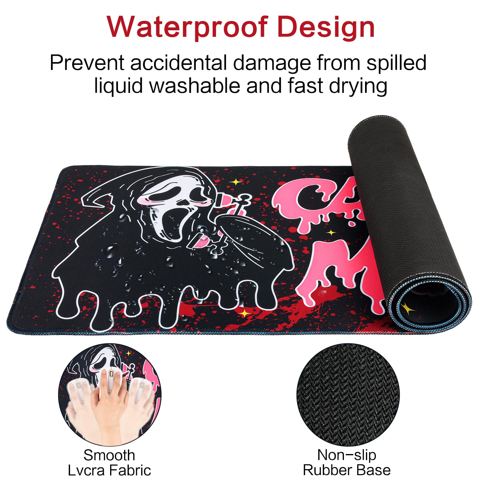 Large Gaming Mouse Pad 31.5 x 11.8 Inches - XXL Non-Slip Rubber Base Desk Mat for PC, Laptop & Office - Ultra Smooth Surface for Gaming, Work & Study - Black Ergonomic Mousepad for Comfort & Precision