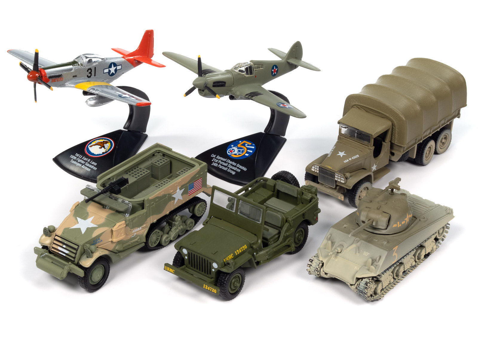 Johnny Lightning 2024 Limited Edition Military Set B - 6 Piece Diecast Model Collection for Display & Collecting - Perfect for Military Enthusiasts & Model Car Collectors
