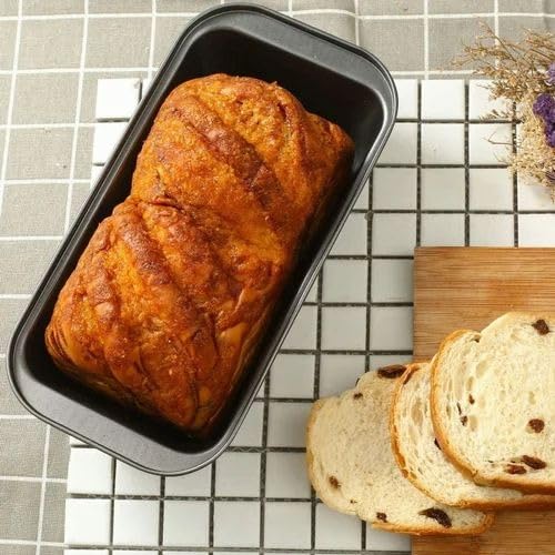 Premium Non-Stick Carbon Steel Rectangle Cake Pan - Teflon Coated Baking Tray for Bread, Loaf & Cake - Microwave & OTG Safe - Ideal for Home Baking, Birthday Parties & Professional Bakeries (Large, Black)