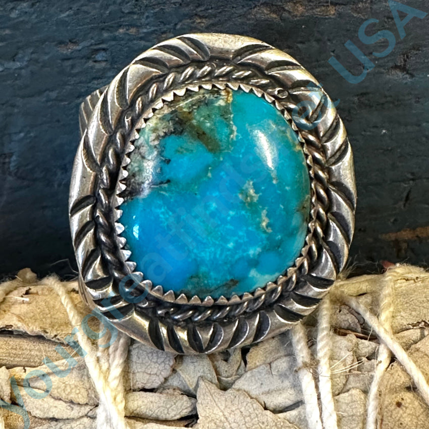Sterling Silver Navajo Turquoise Ring by George Phillips - Size 12.5 | Handmade Native American Jewelry for Women & Men - Perfect for Weddings, Gifts & Boho Fashion
