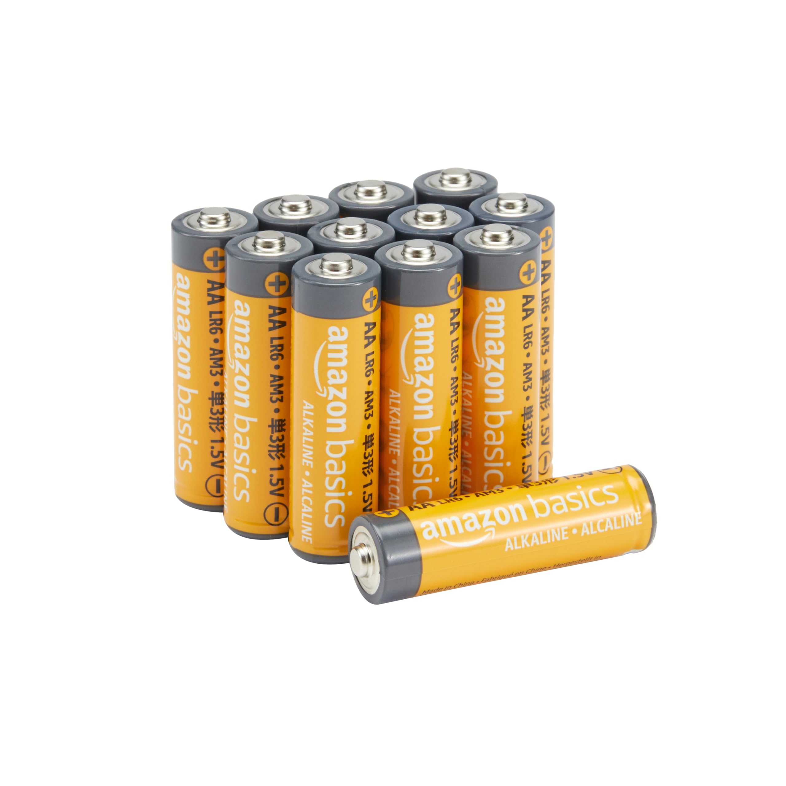 Amazon Basics 12-Pack AA Alkaline Batteries 1.5V - Long Lasting Power for Toys, Remote Controls, Flashlights & Electronics (12 Count)