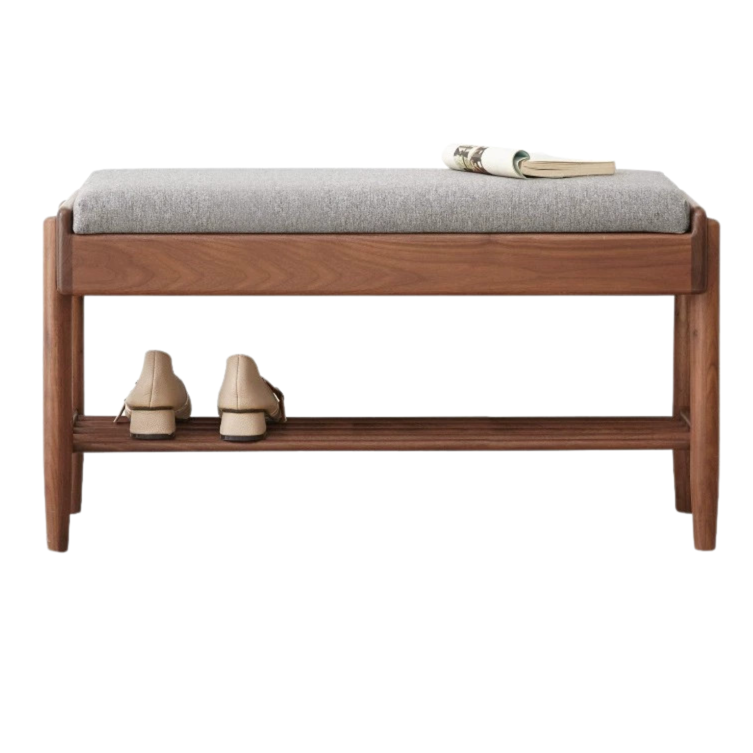 Solid Black Walnut Shoe Storage Bench with Flip Top - Multi-Functional Entryway Organizer for Shoes, Hats & Bags - Perfect for Hallway, Bedroom or Closet Organization