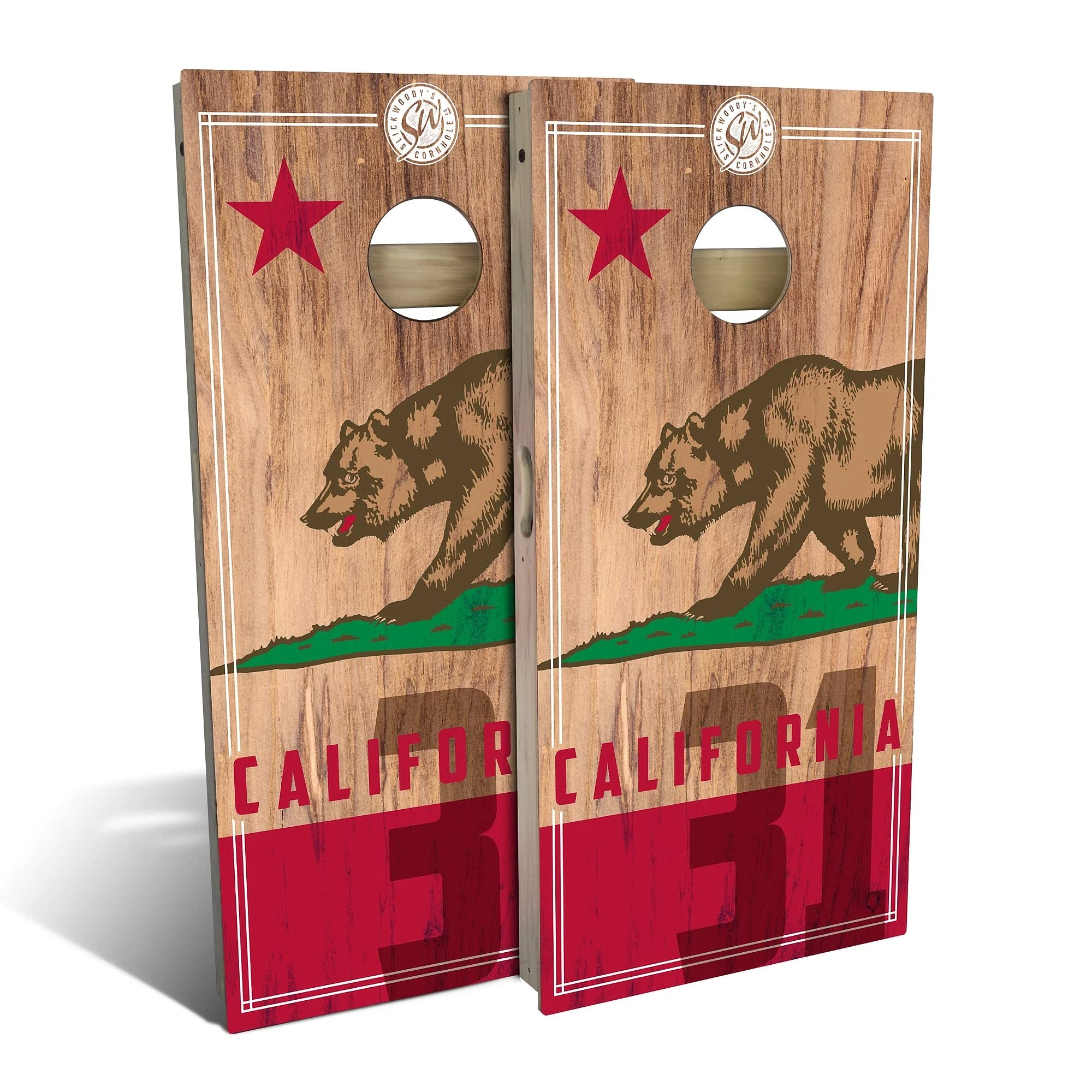 Skip's Garage California Flag 2.0 Cornhole Board Set - Regulation Size Bean Bag Toss Game with 2 Boards & 8 Bags - Perfect for Backyard Parties, Tailgating & Outdoor Events
