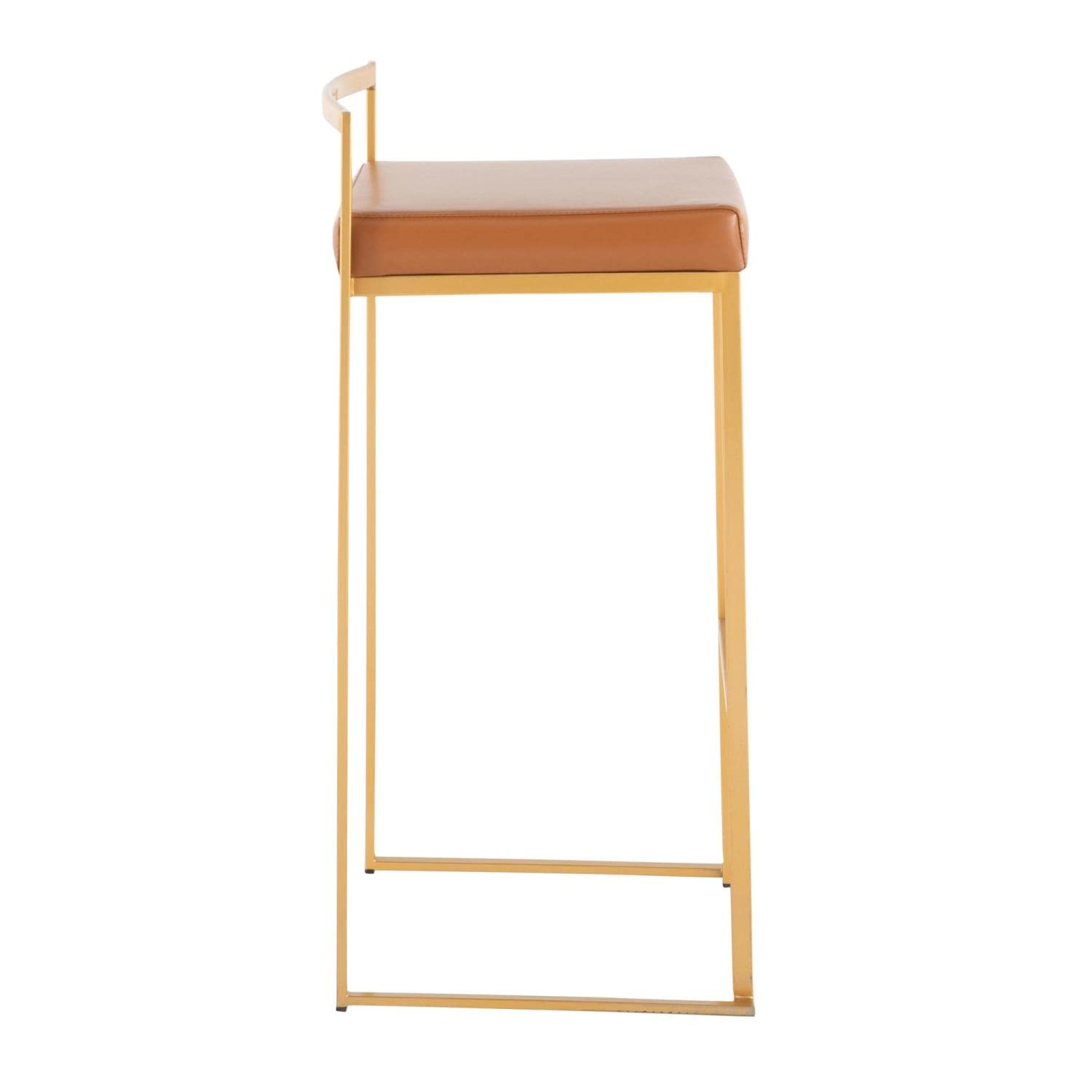 Fuji Stacker Bar Stool Set of 2 - Modern Counter Height Bar Chairs with Back Support for Kitchen Island, Breakfast Nook & Home Bar - Comfortable & Stylish Barstools for Dining & Entertaining