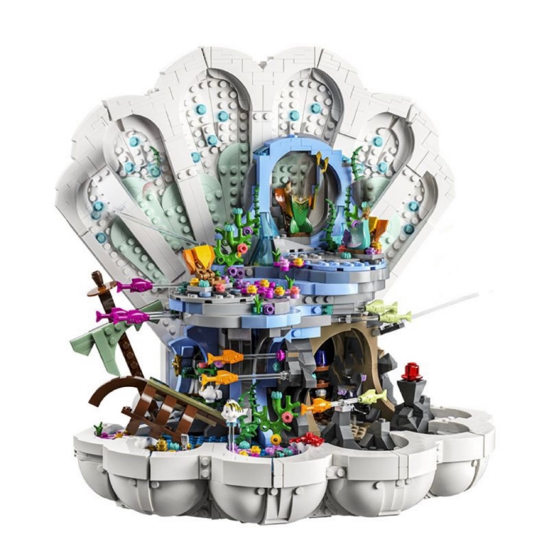 1808PCS Disney The Little Mermaid Royal Clamshell Building Blocks Set - Creative Construction Toy for Kids, Perfect for Birthday Gifts & Disney Princess Themed Playtime