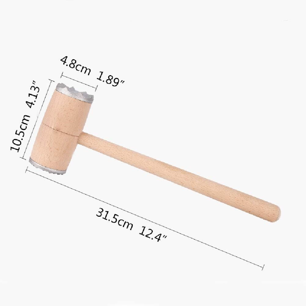 Premium Wooden Meat Tenderizer Hammer - Heavy Duty Stainless Steel Teeth Mallet for Steak & Poultry - Ergonomic Comfort Grip Kitchen Tool for Grilling, BBQ & Home Cooking