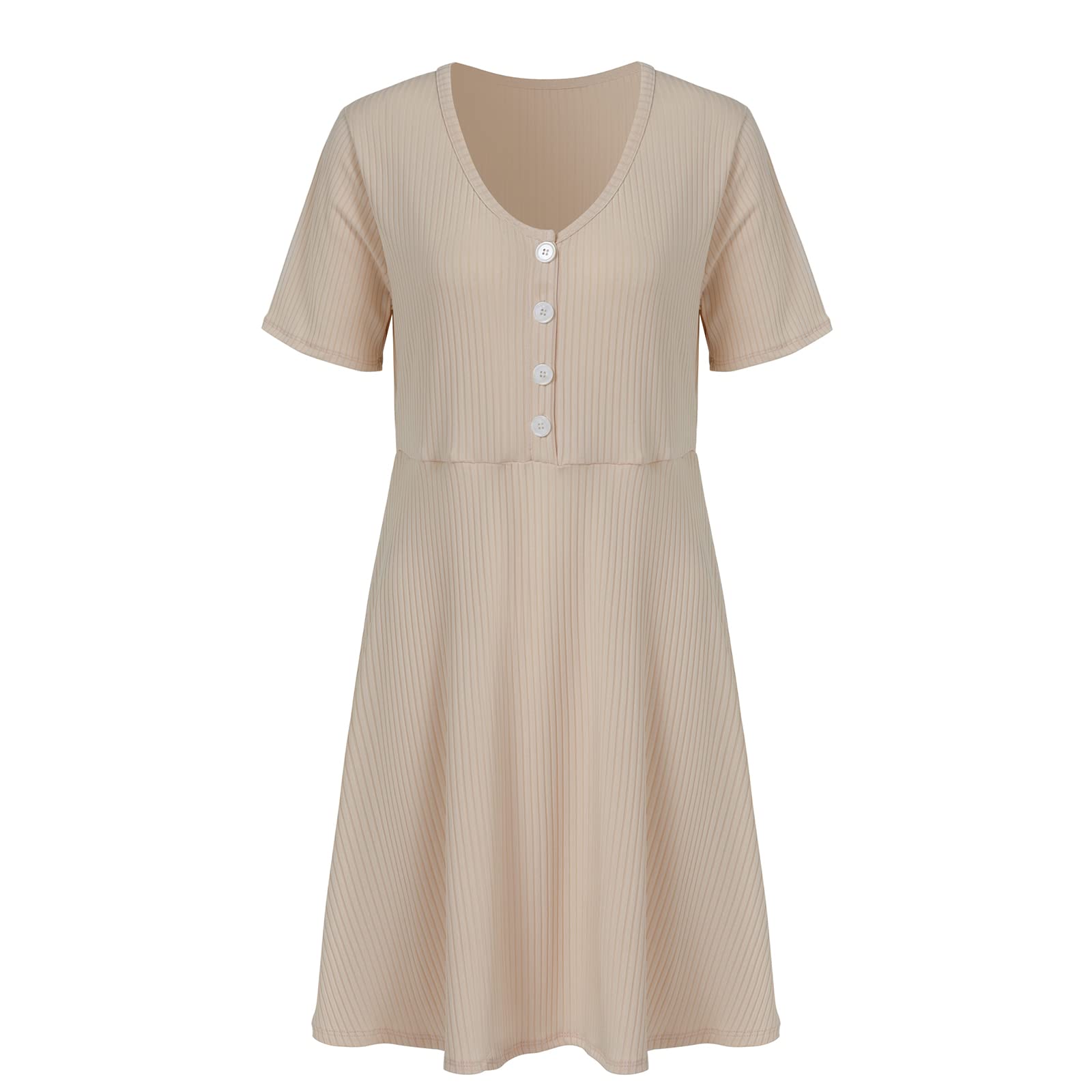 Women's V-Neck Short Sleeve Wrap Dress - Solid Color Knit A-Line Mini Dress for Summer, Date Night & Casual Outings