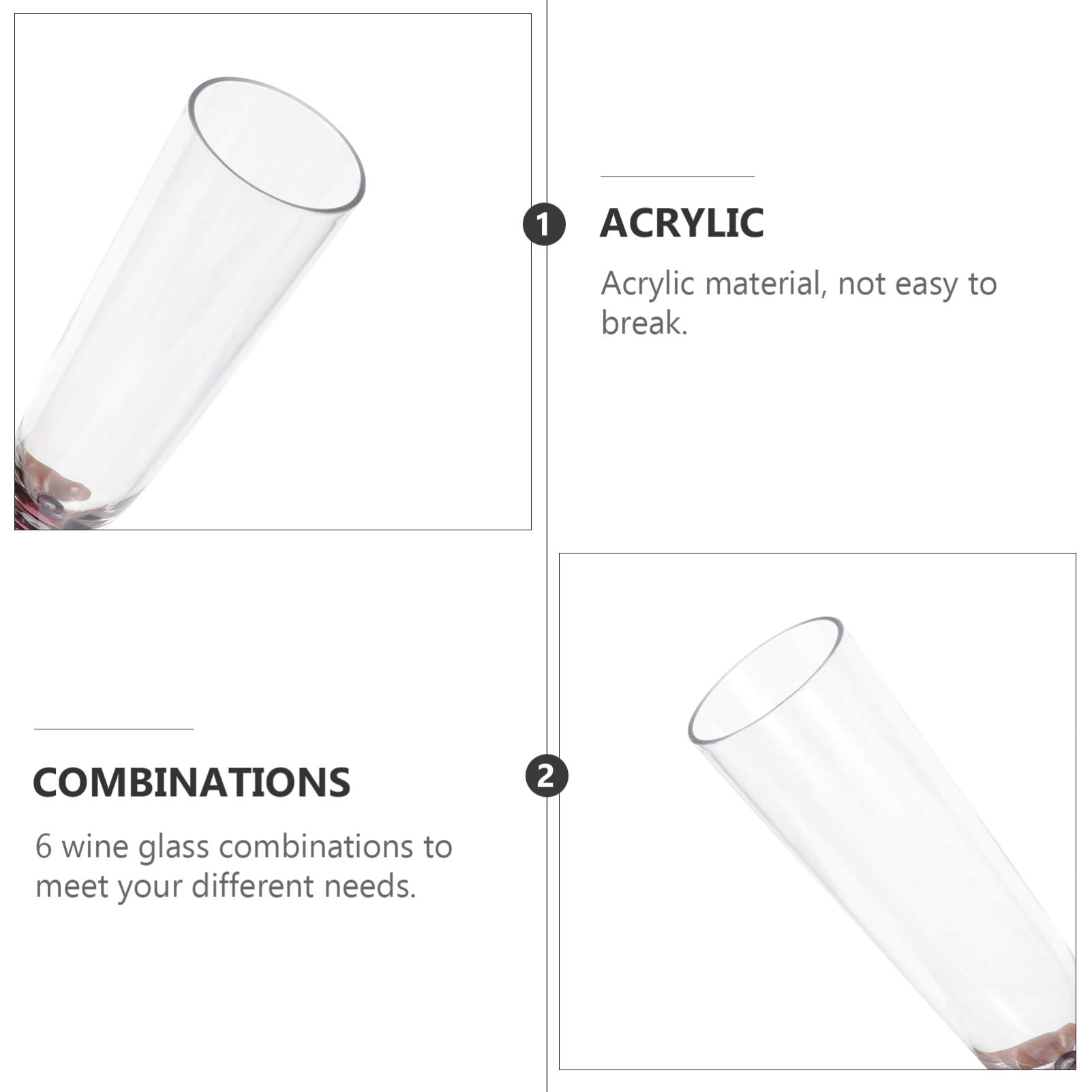 6-Pack Hemoton Acrylic Wine Glasses - Shatterproof & Elegant Drinking Cups for Red Wine, Cocktails, Parties, and Home Bar Use