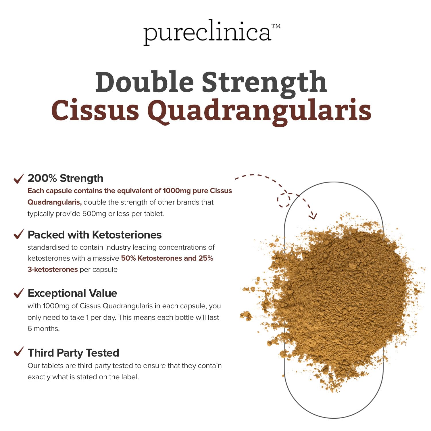 Double Strength Cissus Quadrangularis 1000mg - 1080 Veggie Capsules (6 x 180 Bottles) | Joint Support & Bone Health Supplement | Ideal for Athletes, Fitness Enthusiasts & Active Lifestyles