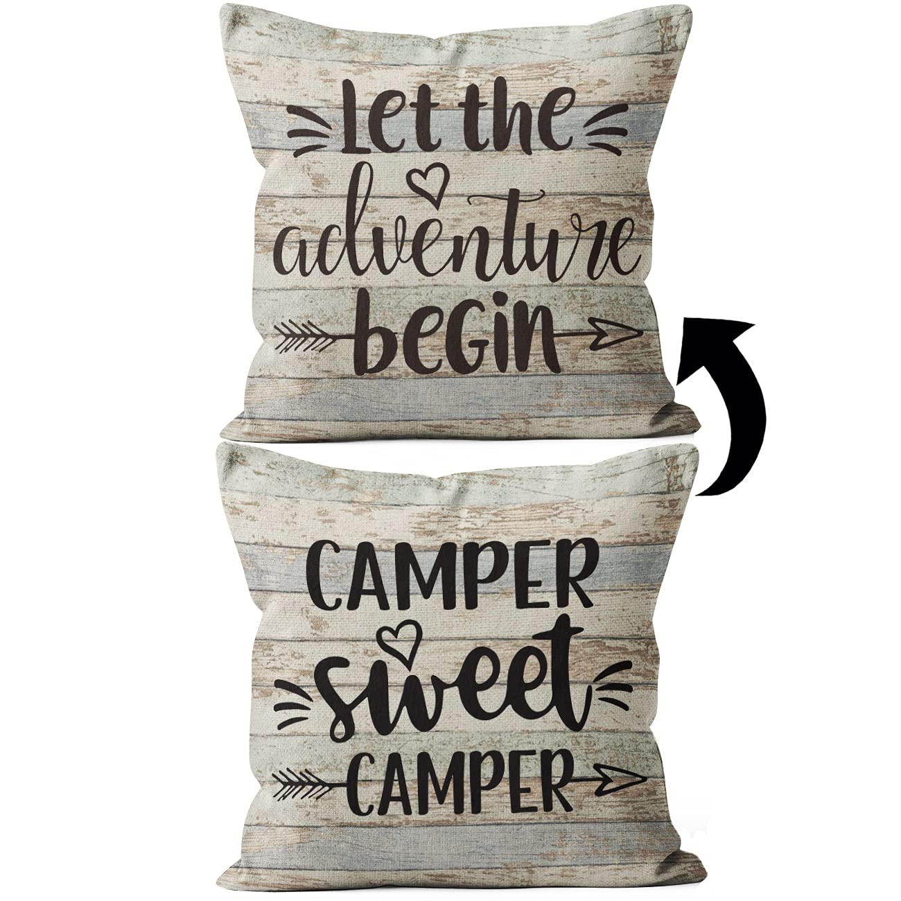 Linen Camper Pillowcase 18x18 - RV Decor & Gift for Camping