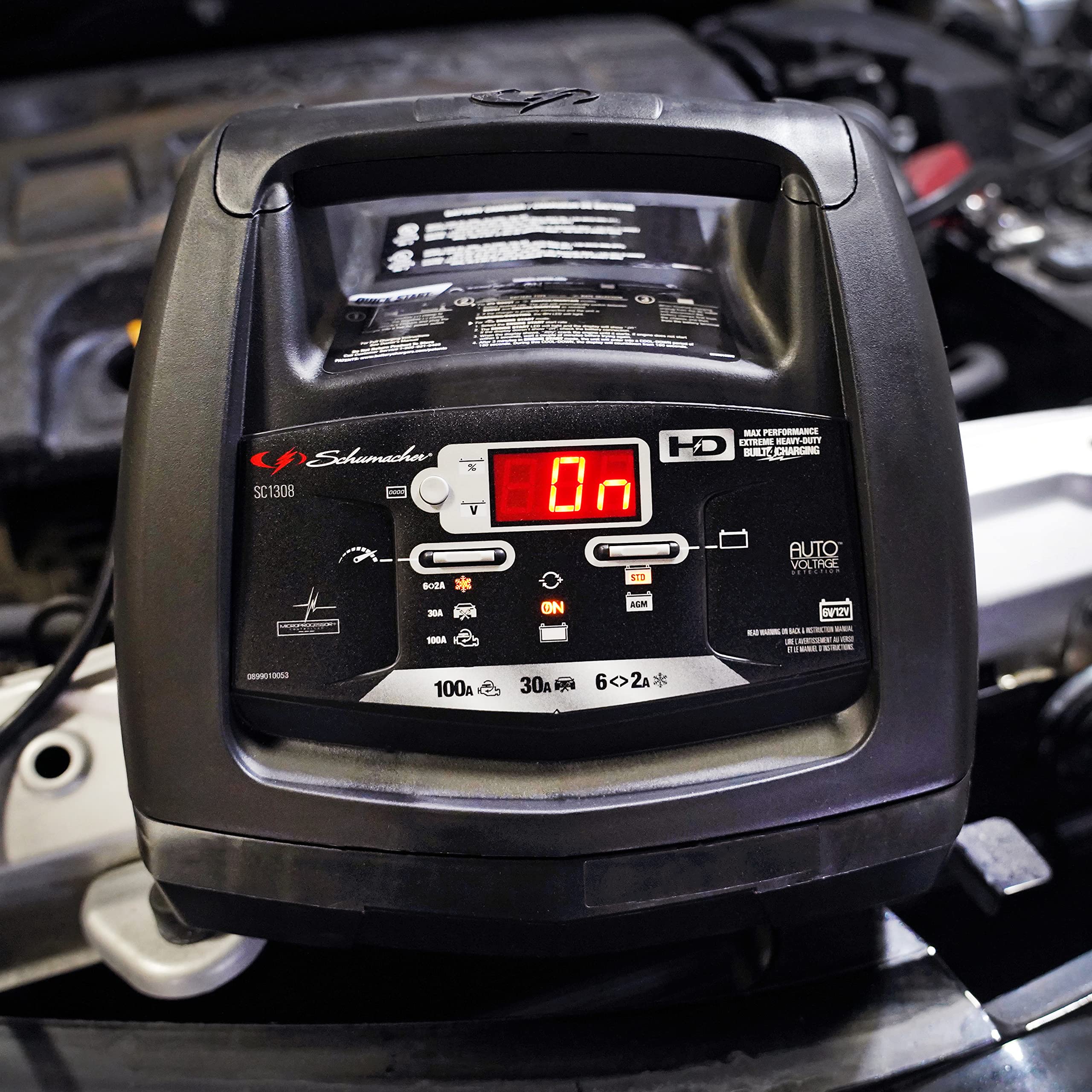 Schumacher SC1308 6-in-1 Fully Automatic Battery Charger & Engine Starter - 100 Cranking Amps for 6V/12V Car, Truck, SUV & Marine Batteries - Perfect for Emergency Jump Starts, Winter Maintenance & Marine Power Solutions