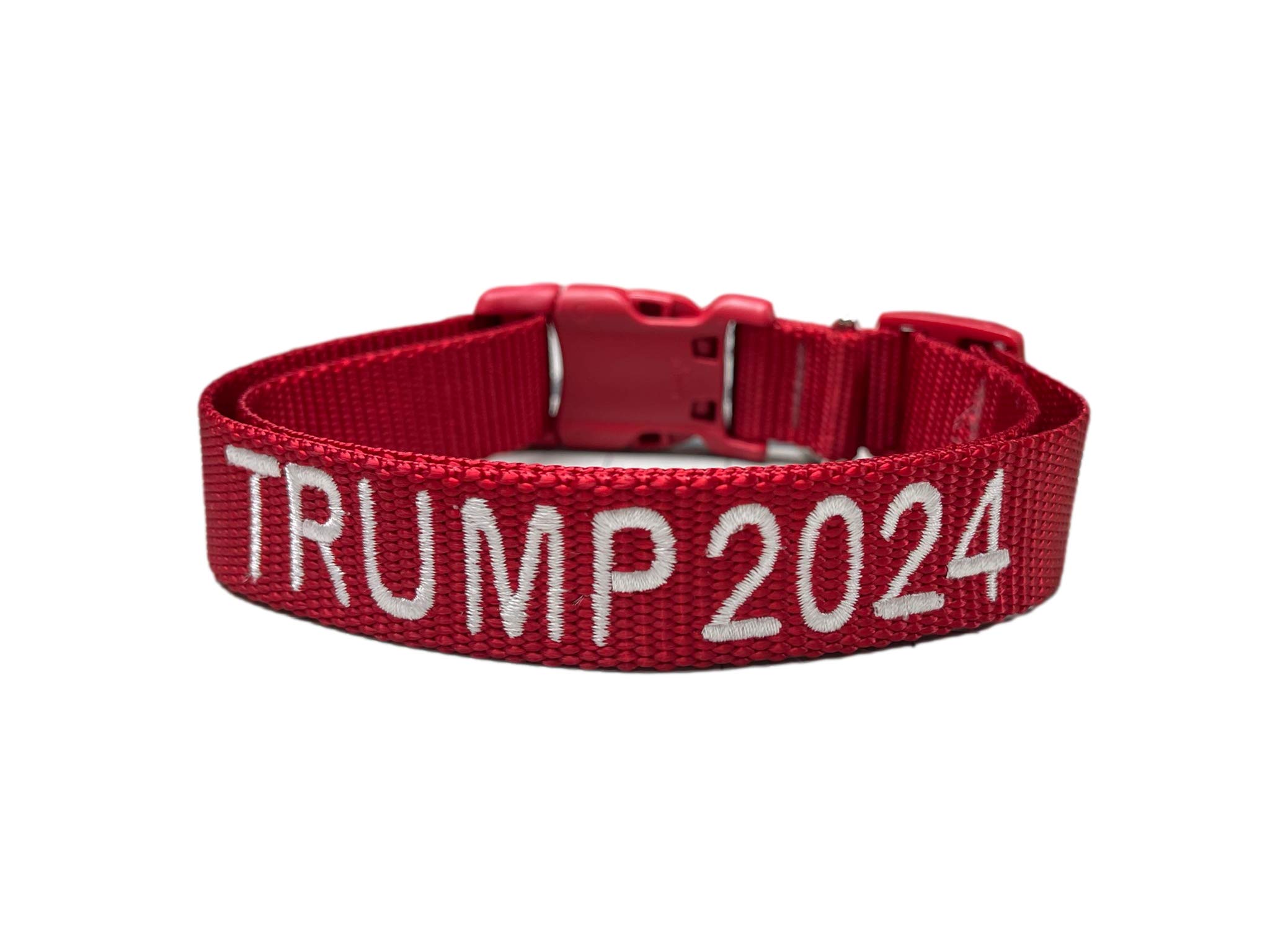 Trump 2024 Dog Collar and Leash Set - Handmade Adjustable Pet Accessories with 30 Custom Embroidery Options (S/M/L/XL) - Perfect for Christmas Gifts & Political Pet Lovers - Ideal for Walks, Campaign Events & Patriotic Pet Photos (Small 3/4