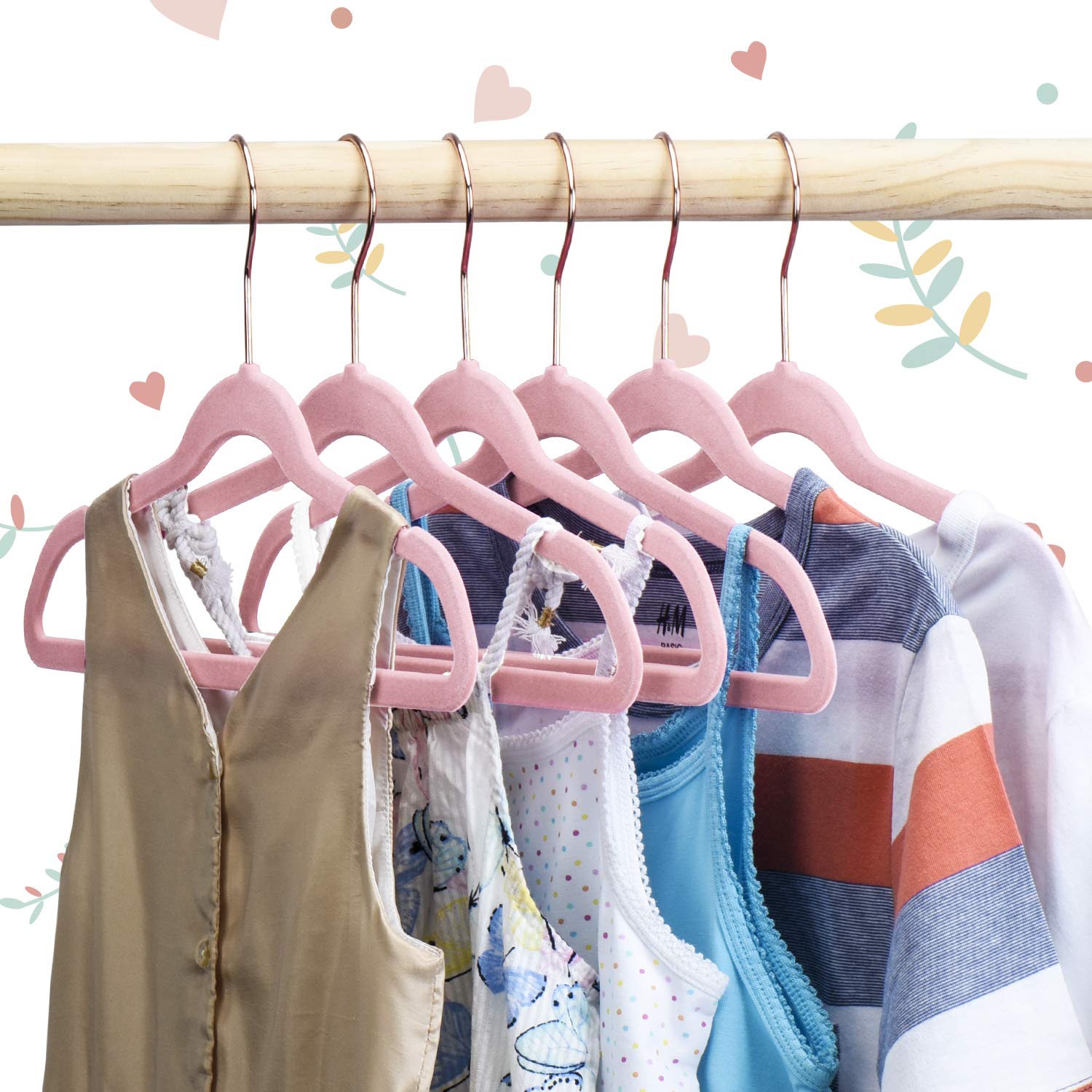 Premium Kids Velvet Hangers 60 Pack + Skirt Hangers 24 Pack - Soft Felt Closet Organizers for Children's Wardrobe, Perfect for School Uniforms, Dresses & Delicate Clothing Storage