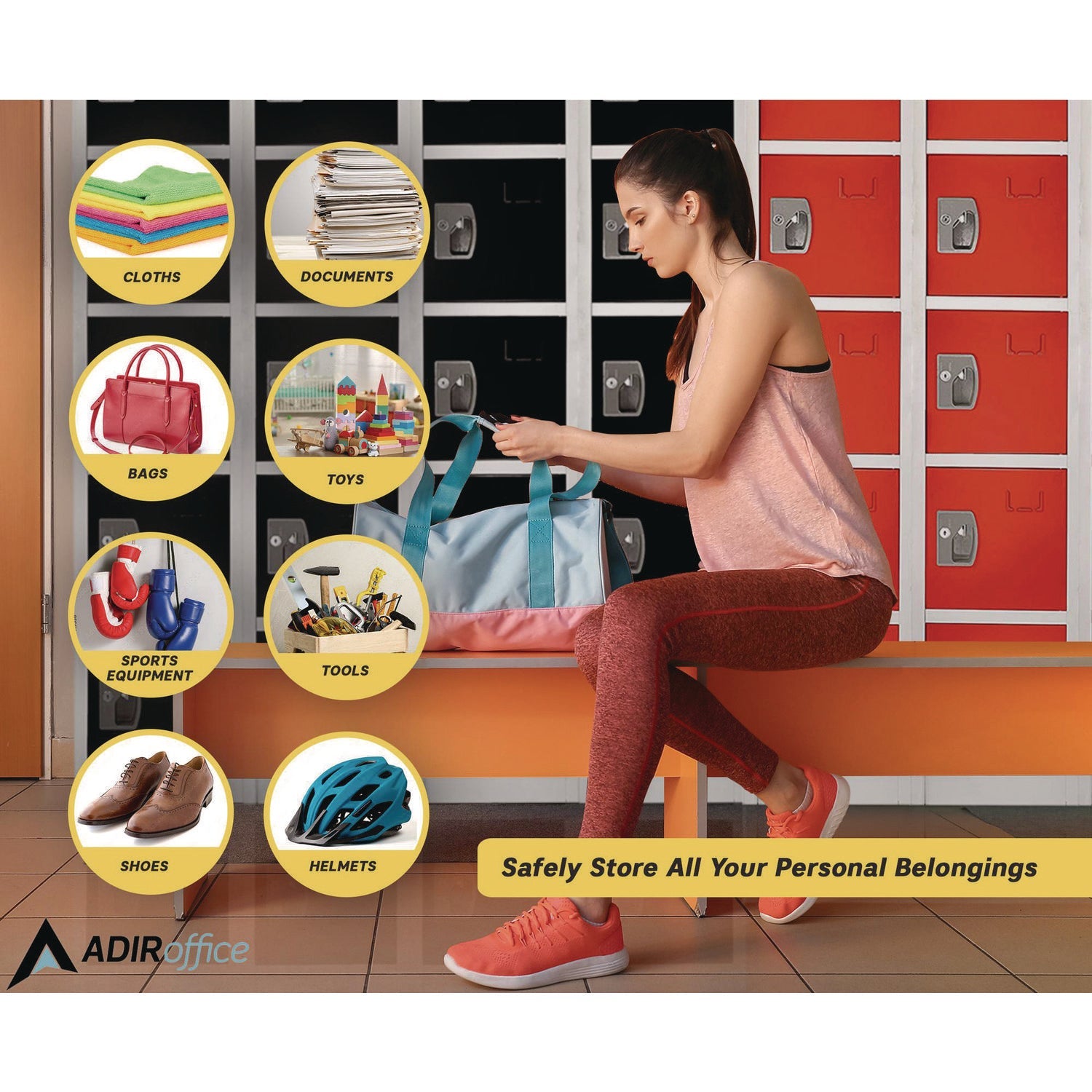 Steel Storage Locker with 6 Compartments - 12 x 12 x 72 Inches, Red - Heavy Duty Metal Locker for Office, School, Gym & Warehouse Organization