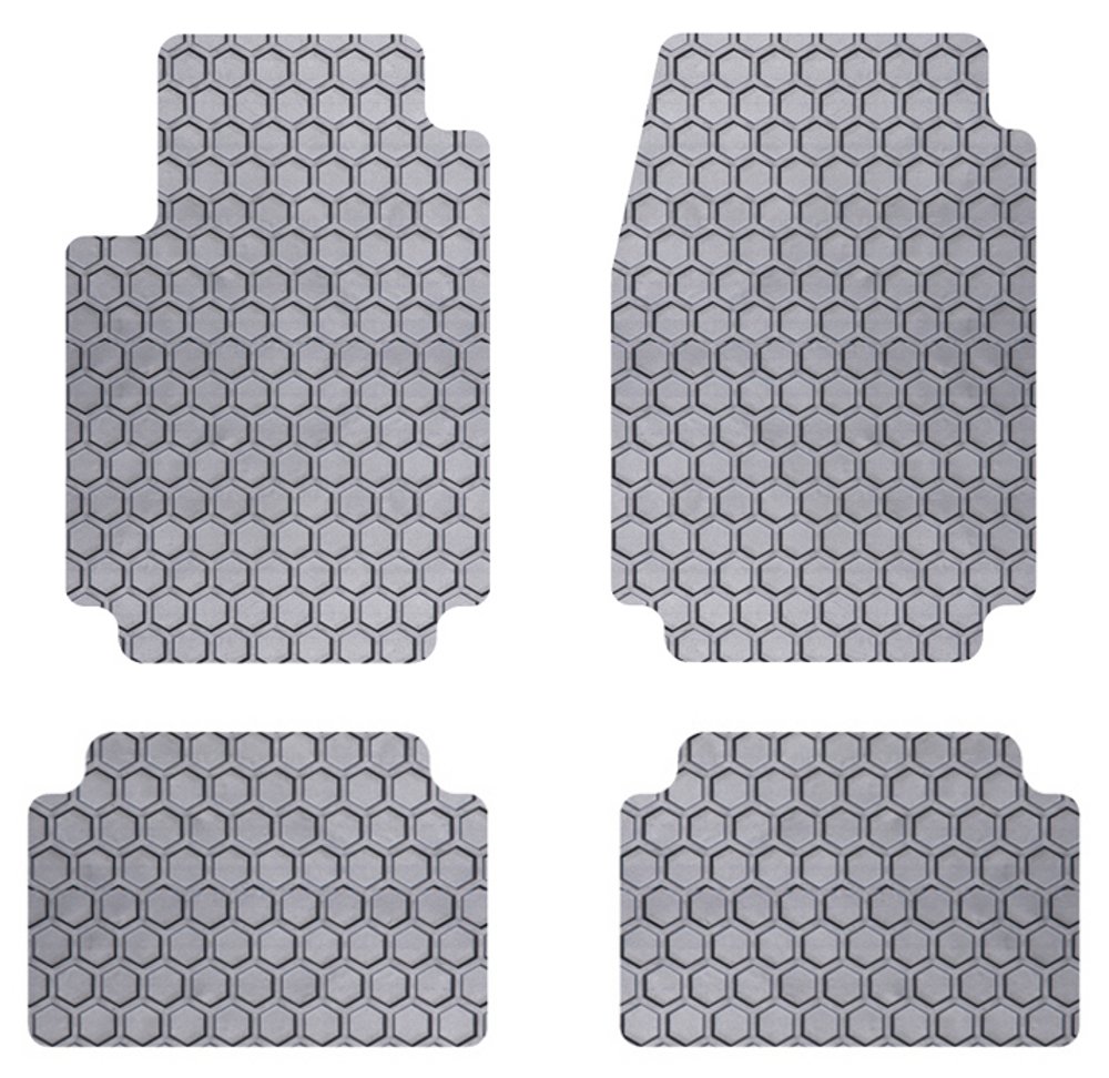 Intro-Tech VW-618-RT-G Hexomat Custom Fit Car Floor Mats - 4-Piece Set for Volkswagen Beetle (Front & Rear Rows) | Durable Rubber-Like Material in Gray | All-Weather Protection for Daily Commute & Road Trips