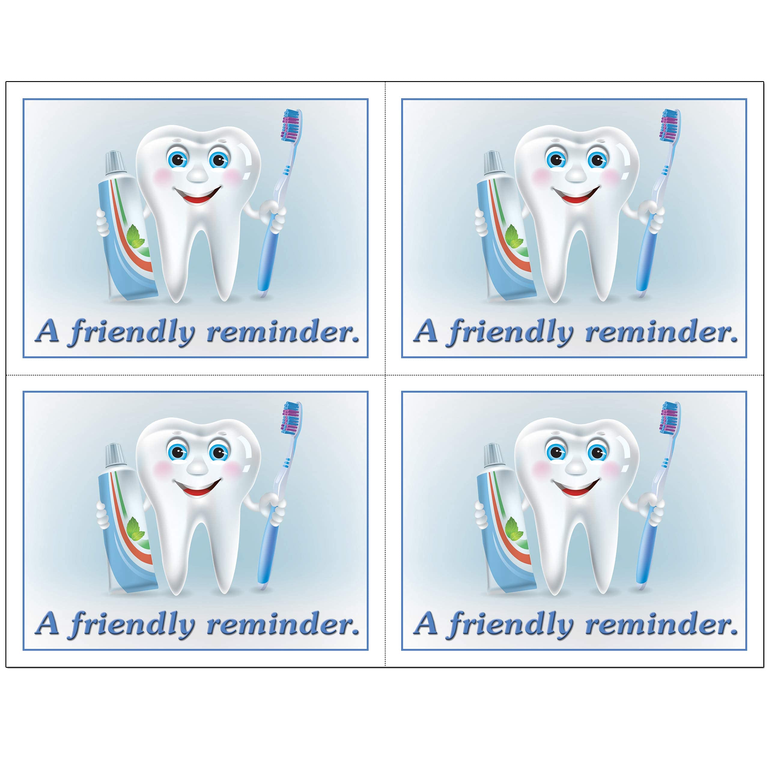 Customizable Dental Laser Appointment Reminder Postcards - 4 Micro Perforated Cards (4.25