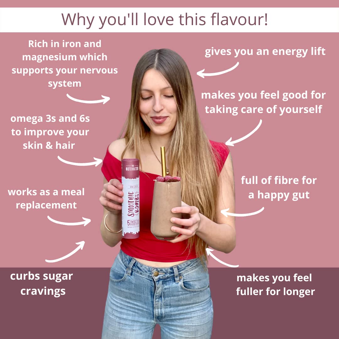 Organic Smoothie Boosters with Raw Cacao & Chia Seeds - Superfood Mix for Blenders, Gluten-Free, Vegan, 5-Pack | Perfect for Post-Workout Recovery & Healthy Breakfast Smoothies