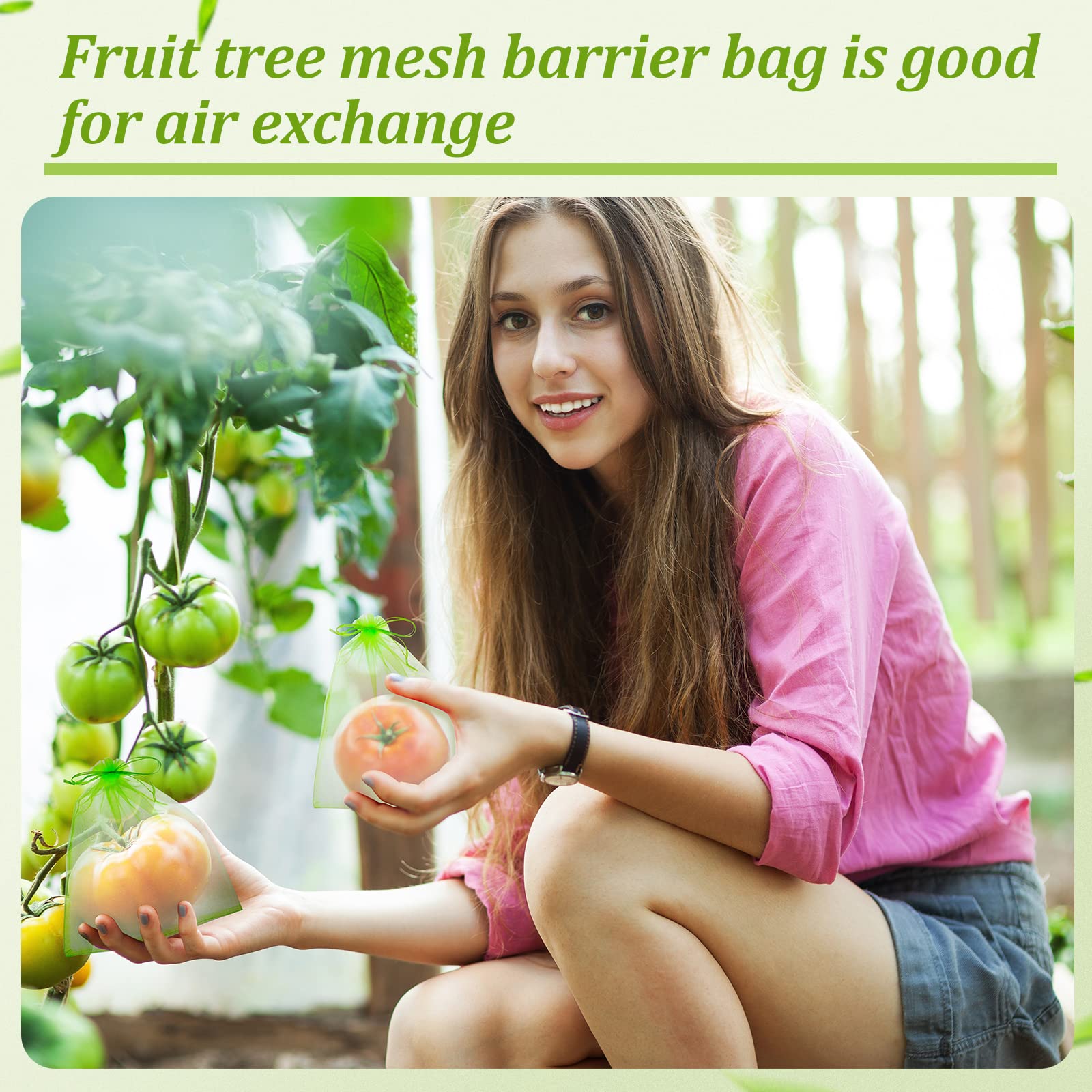 60 Pcs Fruit Protection Bags with Drawstring - Breathable Mesh Netting for Fruit Trees, Plants, Flowers & Vegetables (6x4 Inch) - Perfect for Apple, Peach, Pear & Berry Protection in Gardens & Orchards