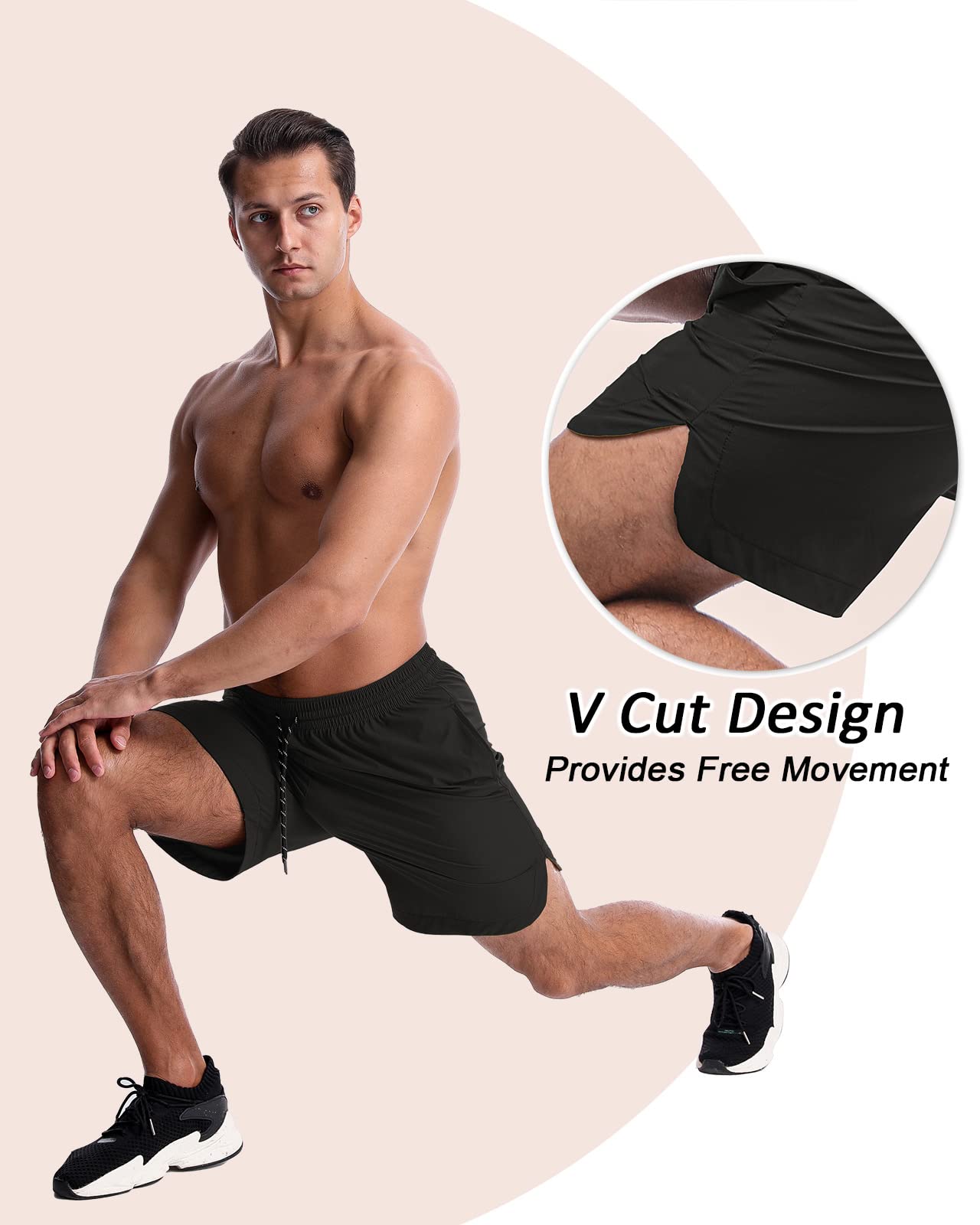 CANGHPGIN 2 Pack Men's 7'' Running Shorts - Quick Dry Athletic Gym Shorts with Pockets for Workout, Jogging & Training | Lightweight & Breathable for Sports & Outdoor Activities