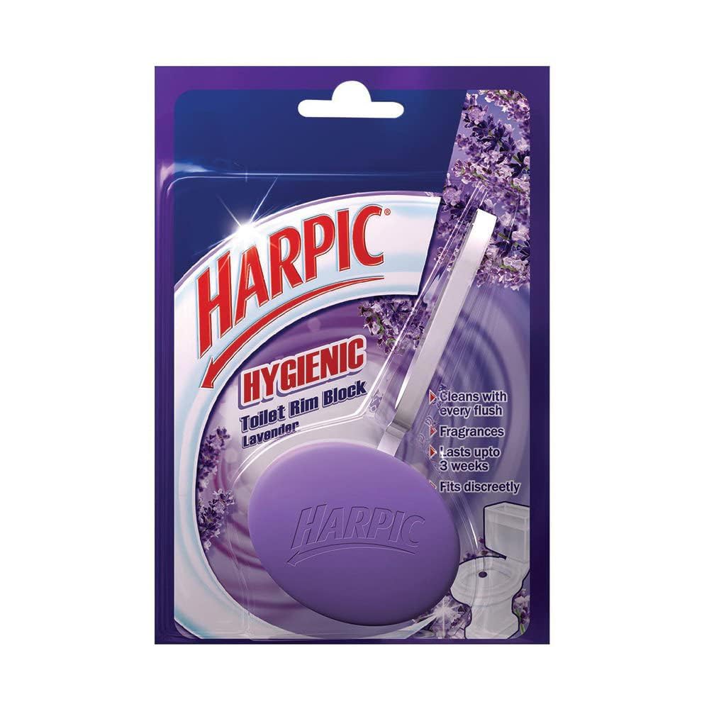 Harpic Hygienic Toilet Cleaner Rim Block - Lavender Scent, 26g | Long-Lasting Toilet Bowl Cleaner for Fresh Bathroom | Perfect for Homes, Hotels & Restrooms