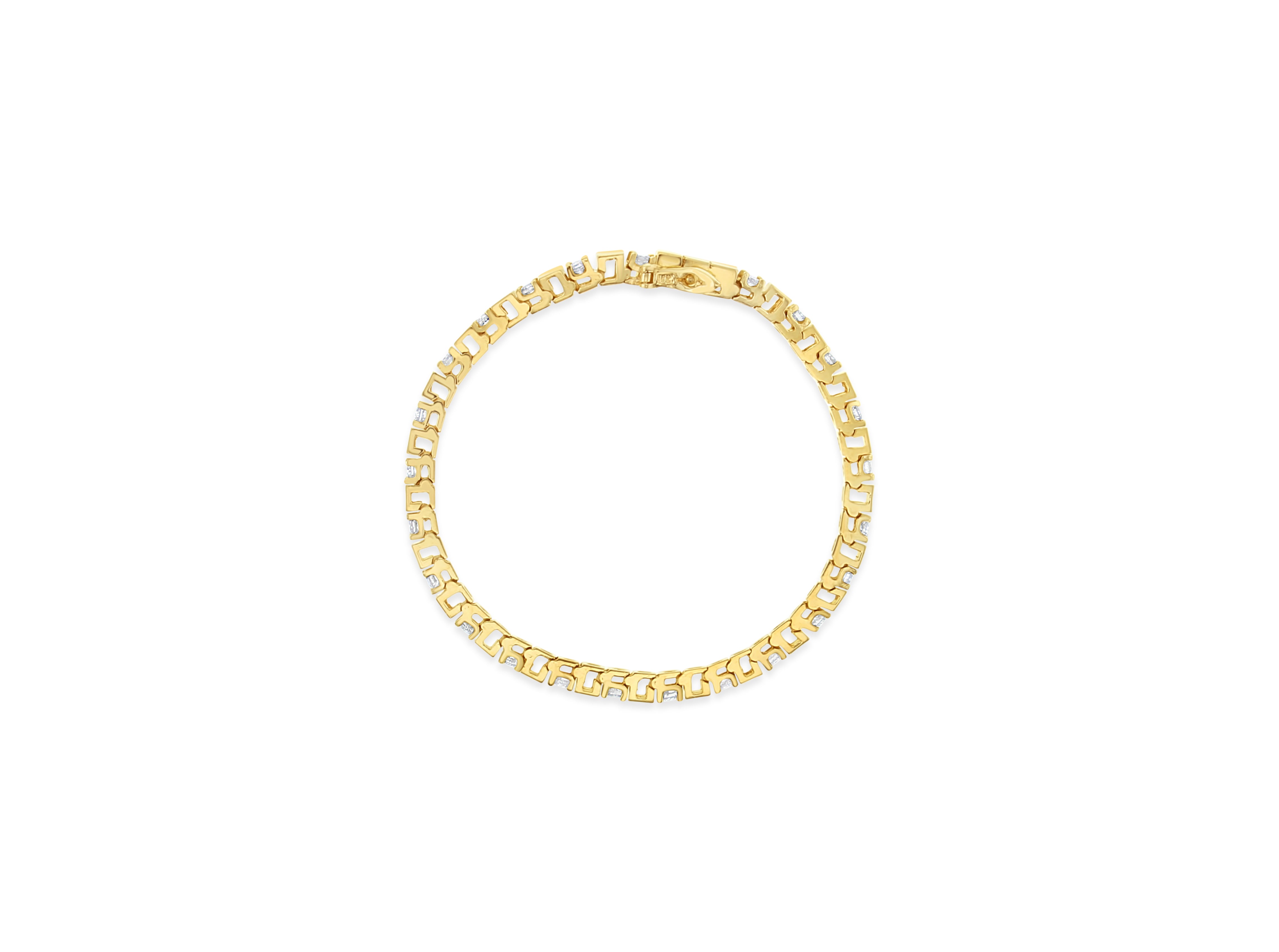 14K Yellow Gold Diamond Square Block Tennis Bracelet for Women - Elegant Stackable Jewelry for Parties, Weddings & Everyday Wear