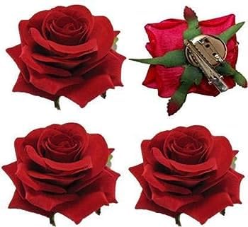 Elegant Red Rose Hair Clips for Women - Pack of 1 | Vintage Floral Hair Accessories for Bridal, Party & Everyday Wear