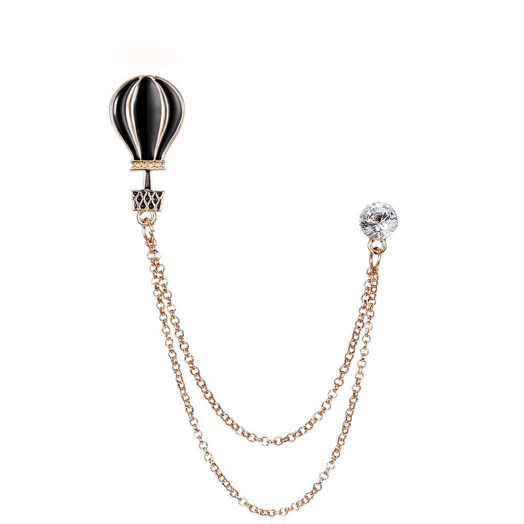 Stylish Air Balloon Chain Tassel Lapel Pin Brooch - Lightning Cloud Volcano Design - Fashion Badge Button for Women & Men - Perfect for Jackets, Scarves, Bags & Outfit Accessories (One Size, Color A)
