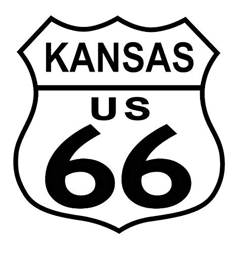 Kansas US Route 66 Vinyl Decal Sticker - 5.5 x 5.4 Inch Black CCI2103 for Cars, Trucks, Vans, Walls & Laptops - Perfect for Road Trip Enthusiasts & Vintage Decor