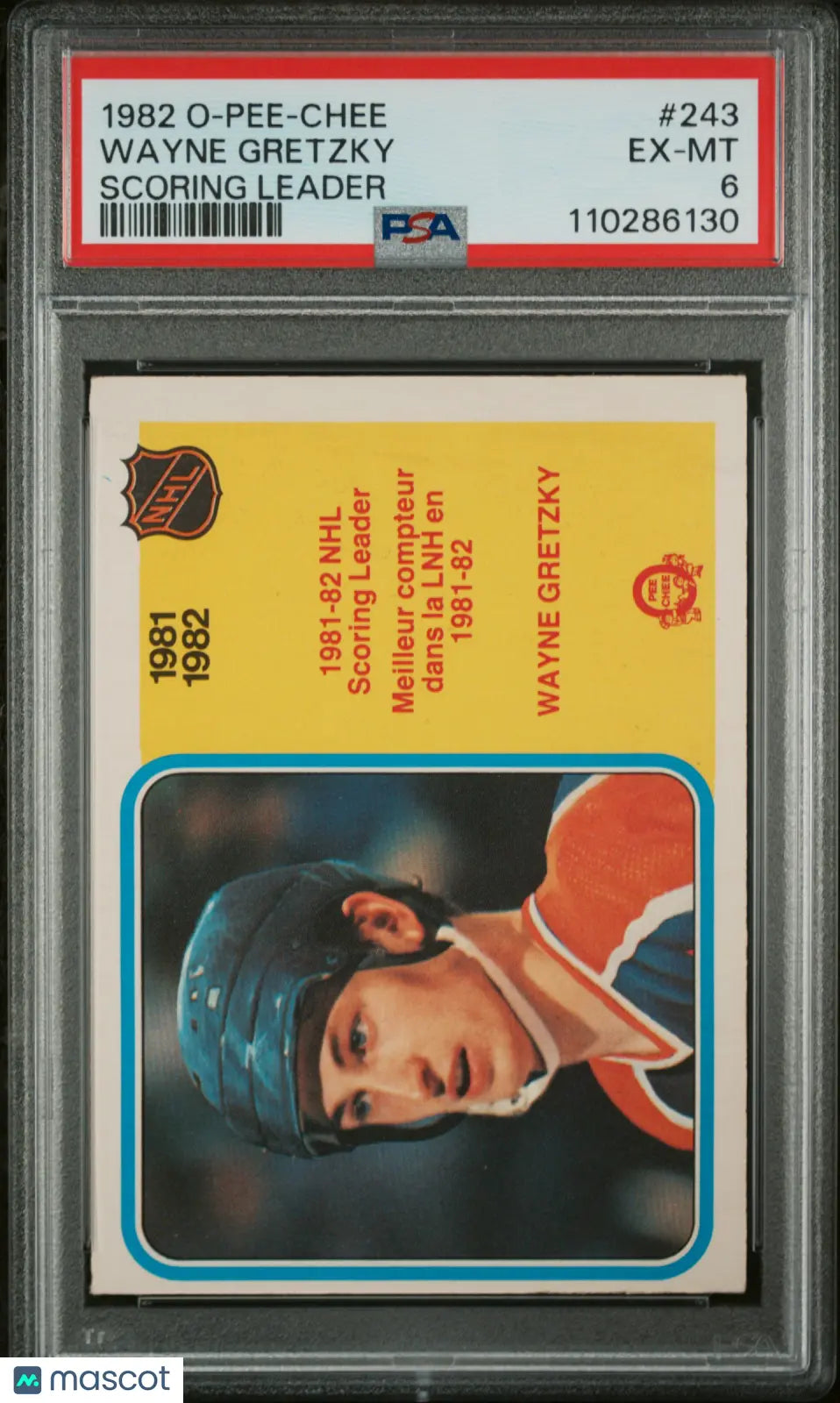1982 O-Pee-Chee Hockey Wayne Gretzky Scoring Leader PSA 6 #243 Hockey Card - Perfect for Collectors, Sports Memorabilia Enthusiasts & Hockey Fans Display