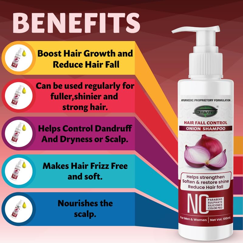 Onion Hair Fall Shampoo for Hair Growth & Scalp Repair - Paraben-Free with Onion & Aloe Vera Extract for Soft, Silky Hair (100ml) | Ideal for Daily Use, Dry Scalp Treatment & Hair Loss Prevention