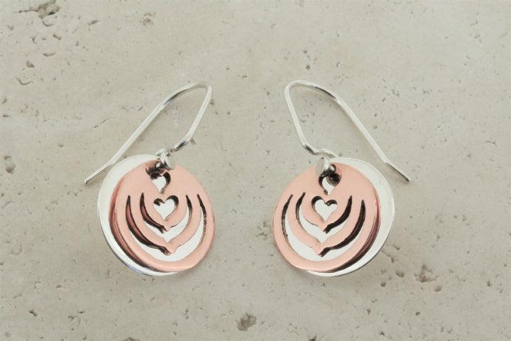 Handmade Copper & Silver Disc Earrings for Women - Boho Chic Jewelry for Everyday Wear & Special Occasions