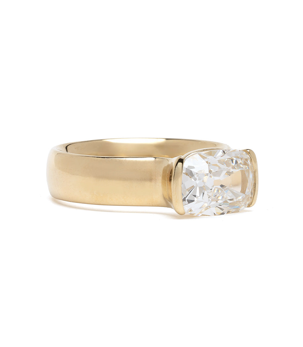 Bardot Half Bezel Engagement Ring - 14K White Gold Diamond Wedding Band for Women | Perfect for Proposals, Anniversaries & Special Occasions