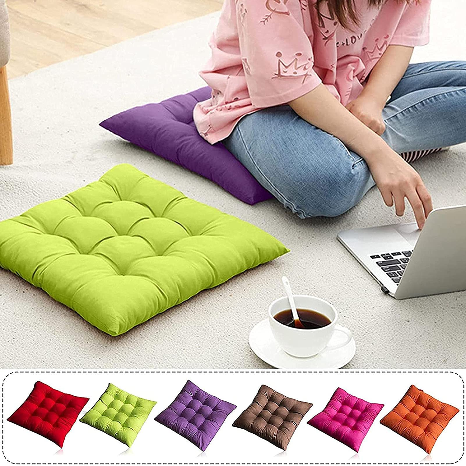 Reversible 2-Pack Dining Chair Cushions with Ties - Soft Kitchen Seat Pads for Indoor Use | Comfortable Dining Table Chairs for Home, Restaurant & Office