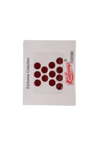 Authentic Kalpana Bindi - Maroon Round Sticker Card Kumkum | 4mm Size | Pack of 12 | Perfect for Indian Weddings, Festivals & Daily Spiritual Wear